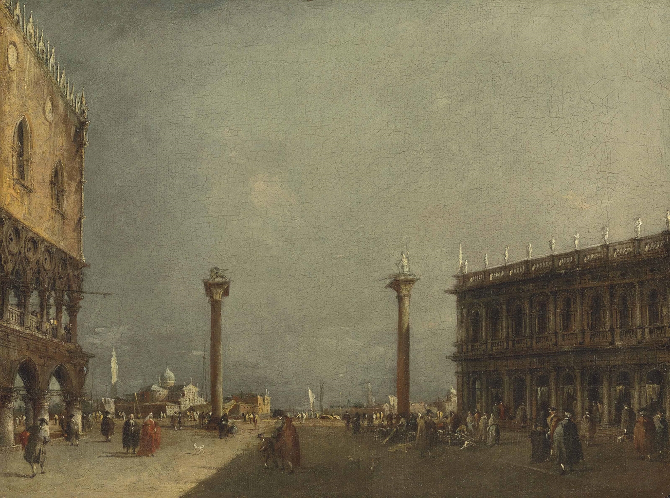 Francesco Guardi — Пьяцетта, Венеция, с дворцом дожей и библиотекой Сан-Джорджо Маджоре за ее пределами