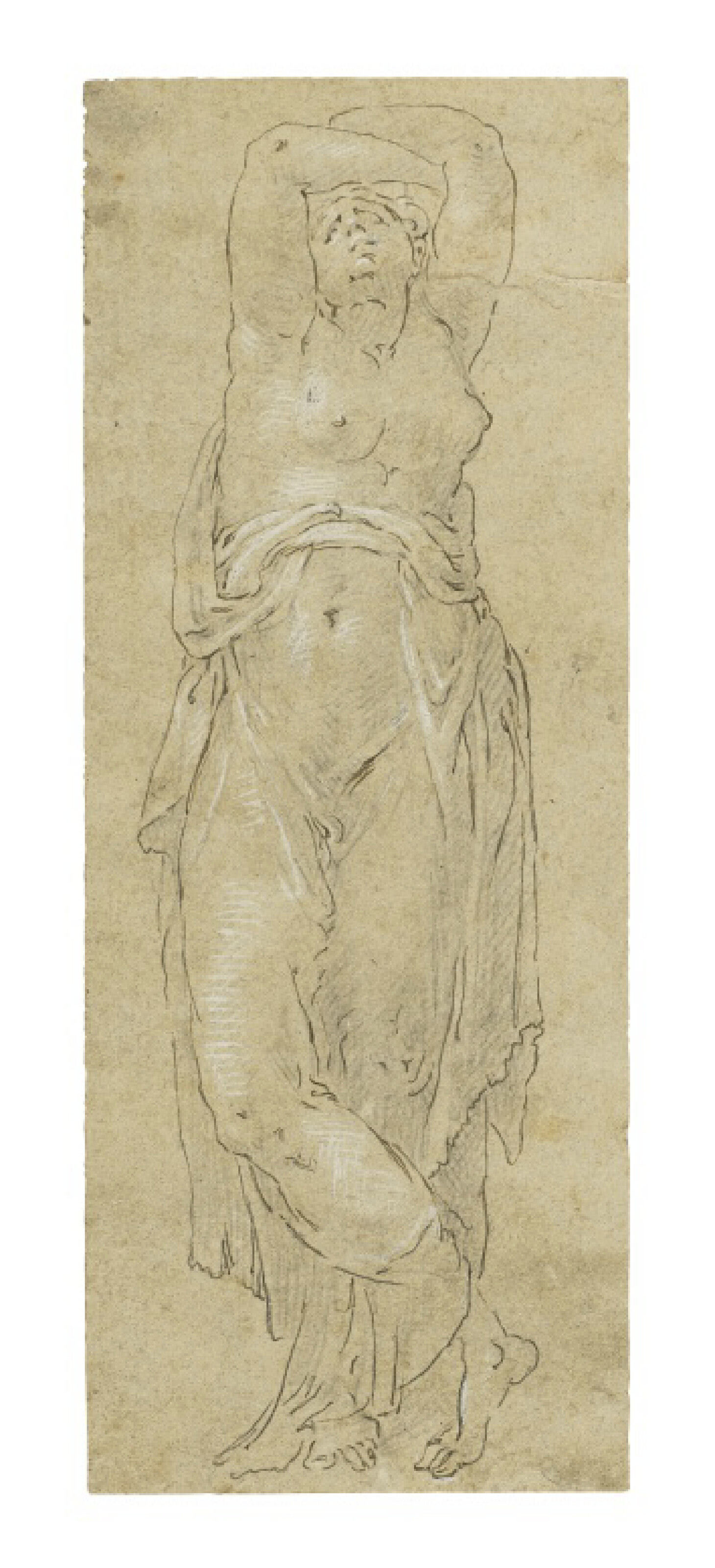 Francesco Primaticcio — Этюд стоящей женщины с поднятыми руками