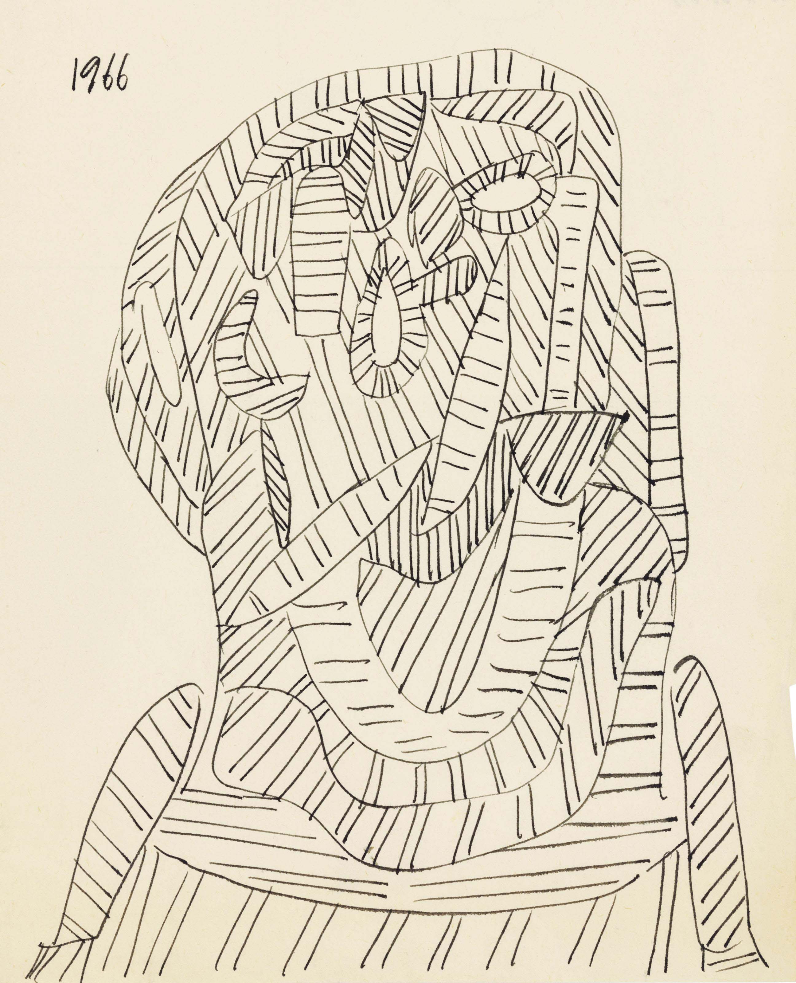 Francis Newton Souza — Без названия (Женская голова); Без названия (Мужчина с глазами Google); Без названия (Голова), изображение 4