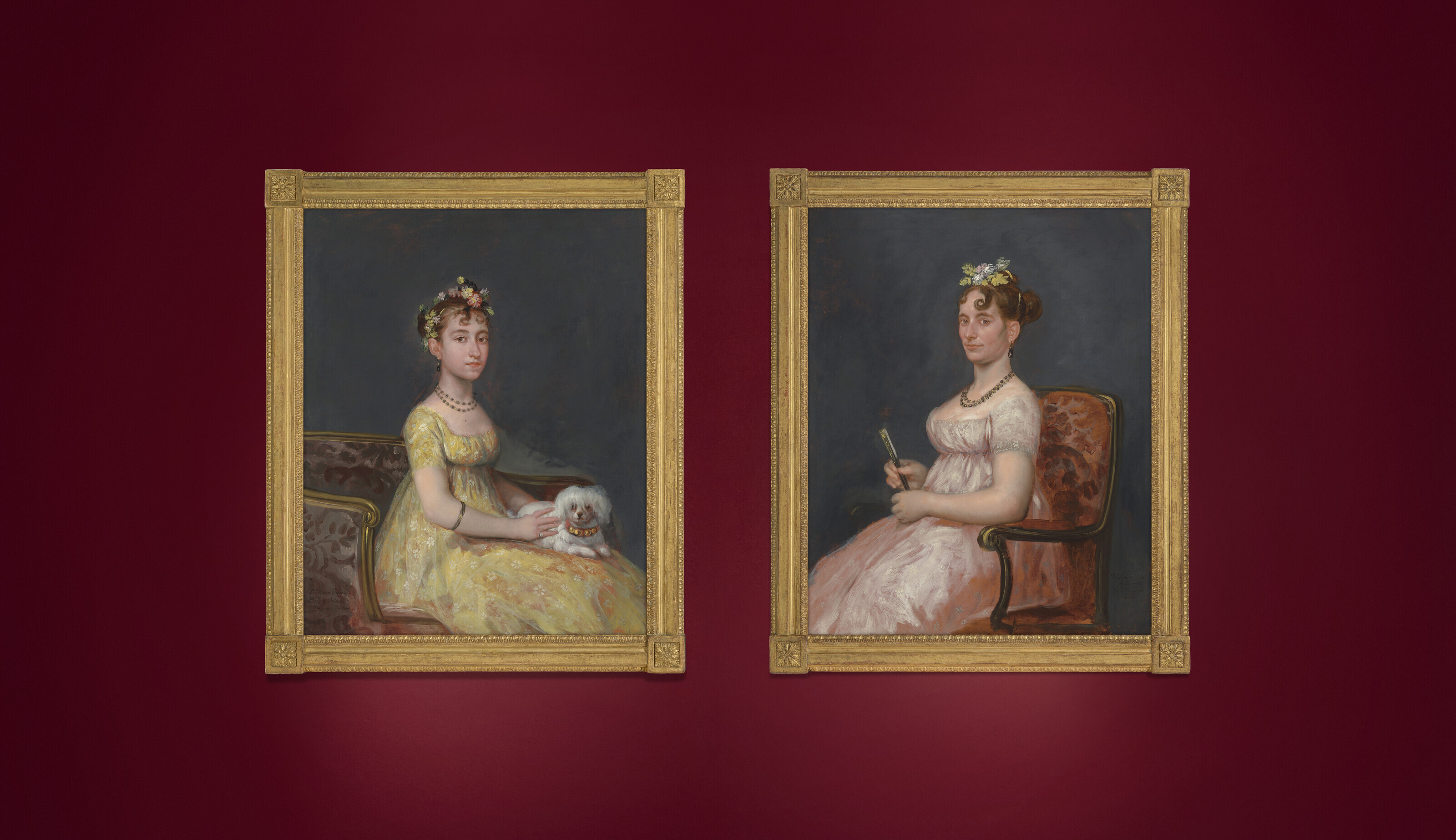 Francisco Goya — Портрет доньи Марии Висенты Баррузо Вальдес, сидящей на диване с комнатной собачкой; и портрет ее матери доньи Леоноры Антонии Вальдес де Баррузо, сидящей на стуле с веером в руках., изображение 8