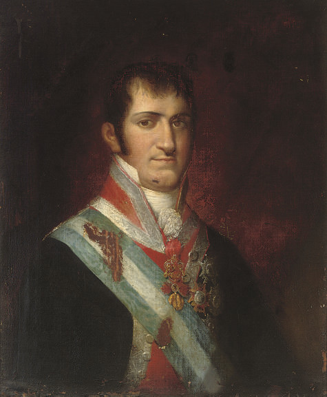 Francisco Goya — Портрет испанского дворянина в полный рост, с бело-голубым поясом и медалями
