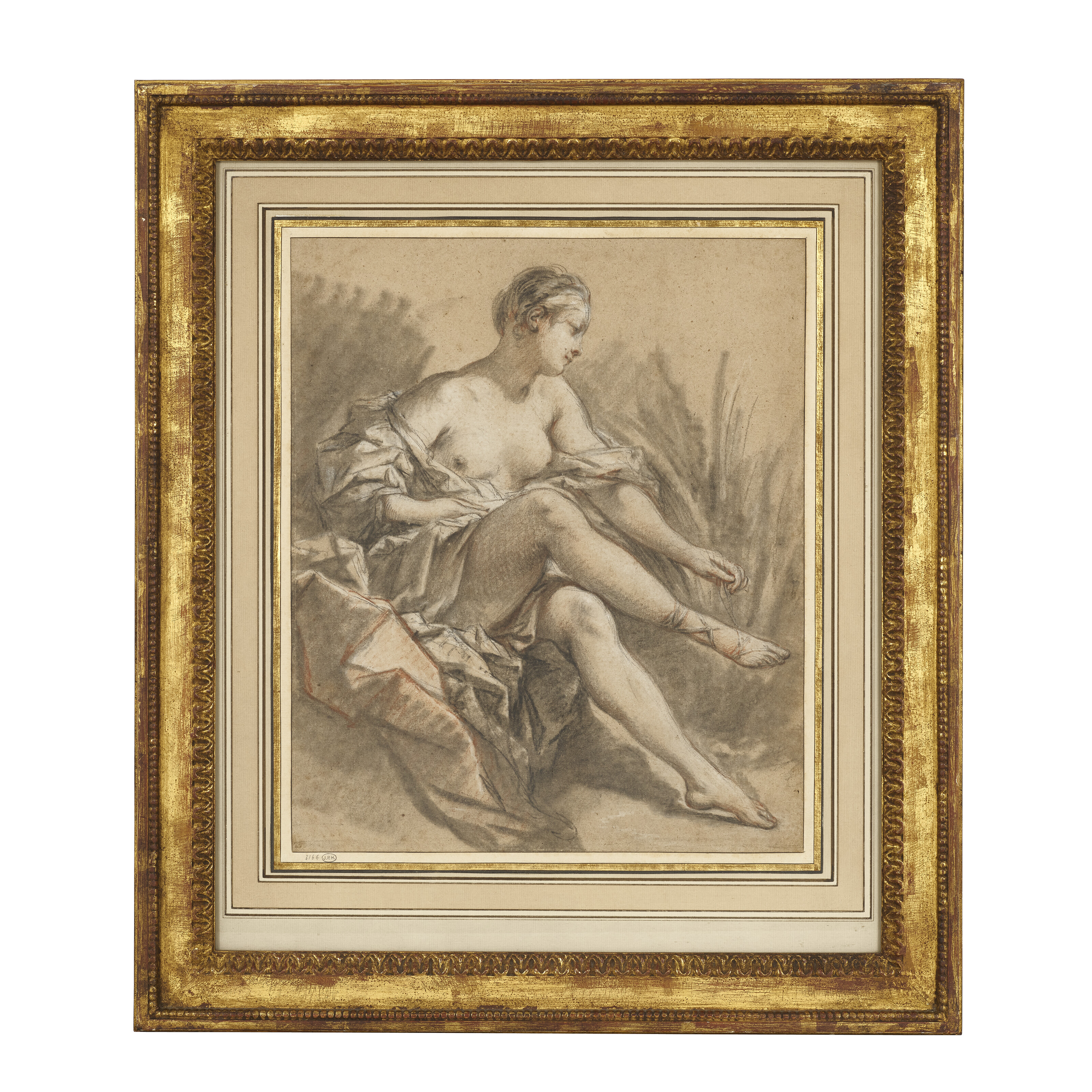 François Boucher — Полуобнаженная женщина, сидящая среди тростников, изображение 2