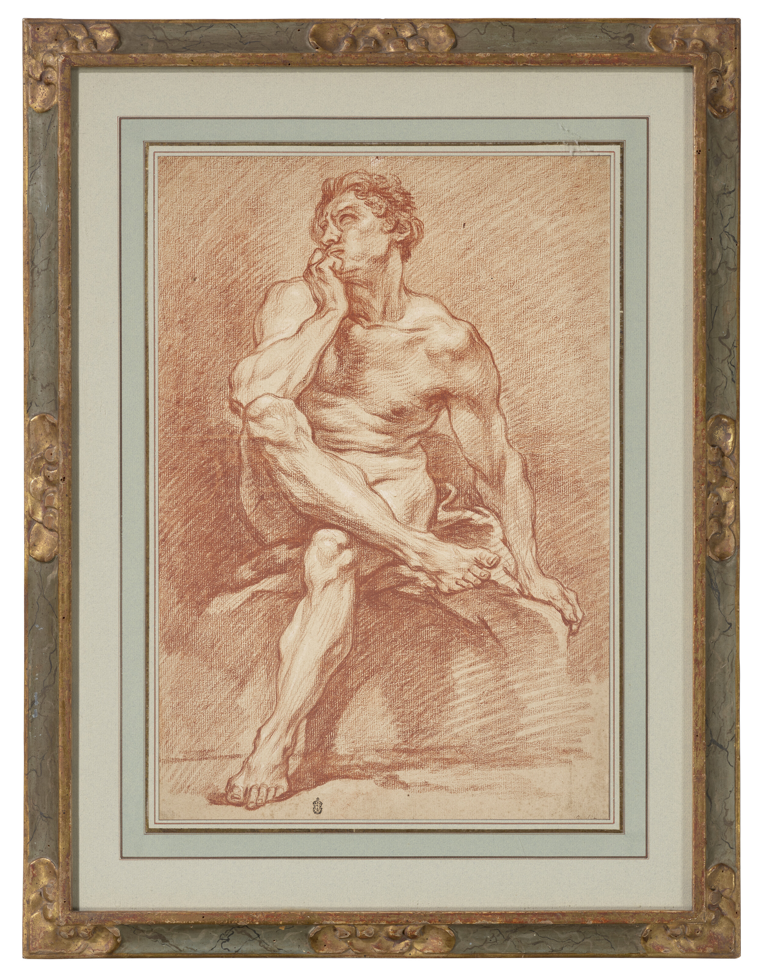 François Boucher — Сидящий обнаженный мужчина, смотрящий вверх, изображение 2