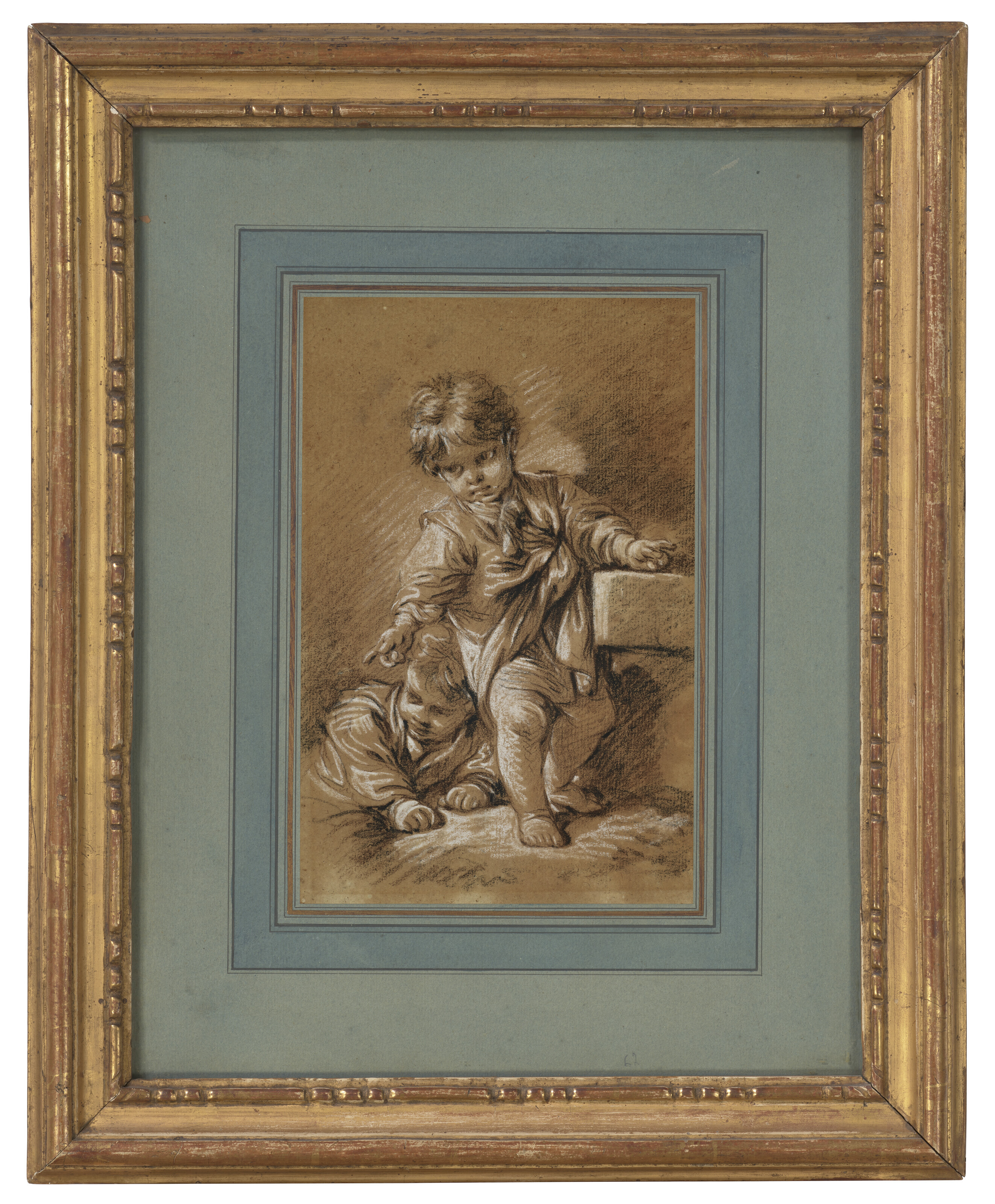 François Boucher — Стоящий мальчик, а за ним полулежащий мальчик, изображение 2