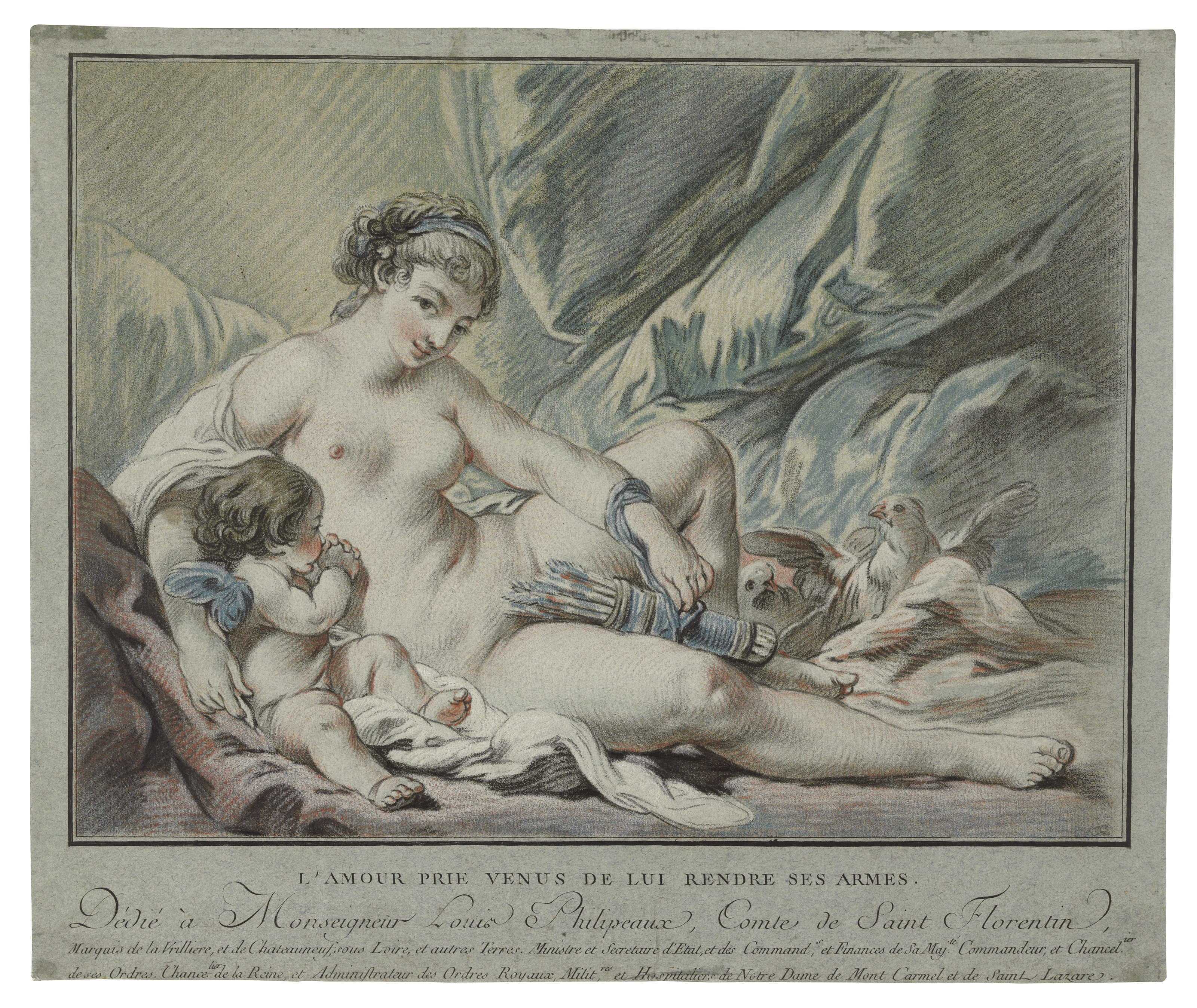 François Boucher — Любовь, как Венера Луиская, встречается с оружием в руках