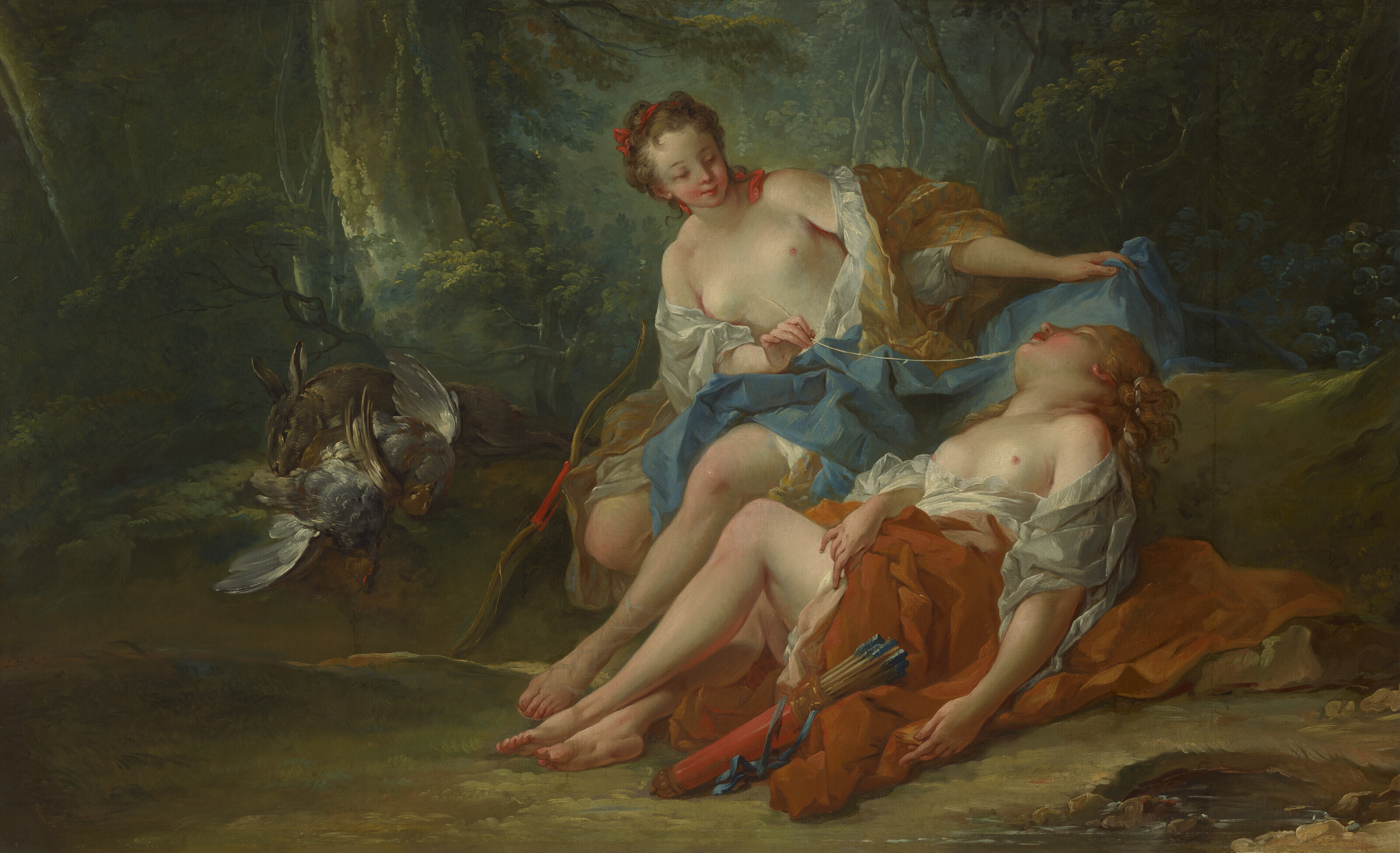 François Boucher — Две нимфы в лесной беседке