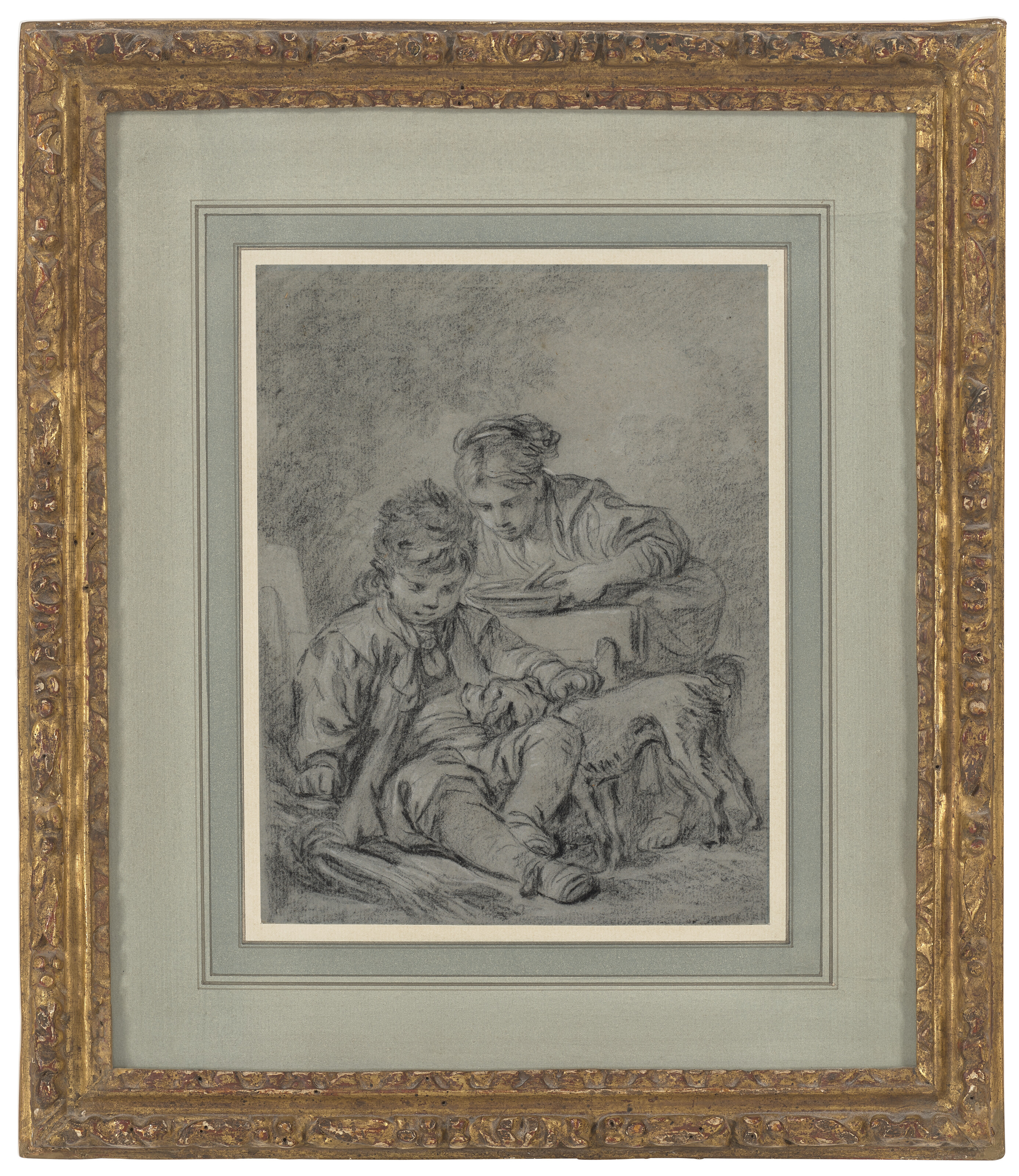 François Boucher — Двое детей играют с собакой, изображение 2