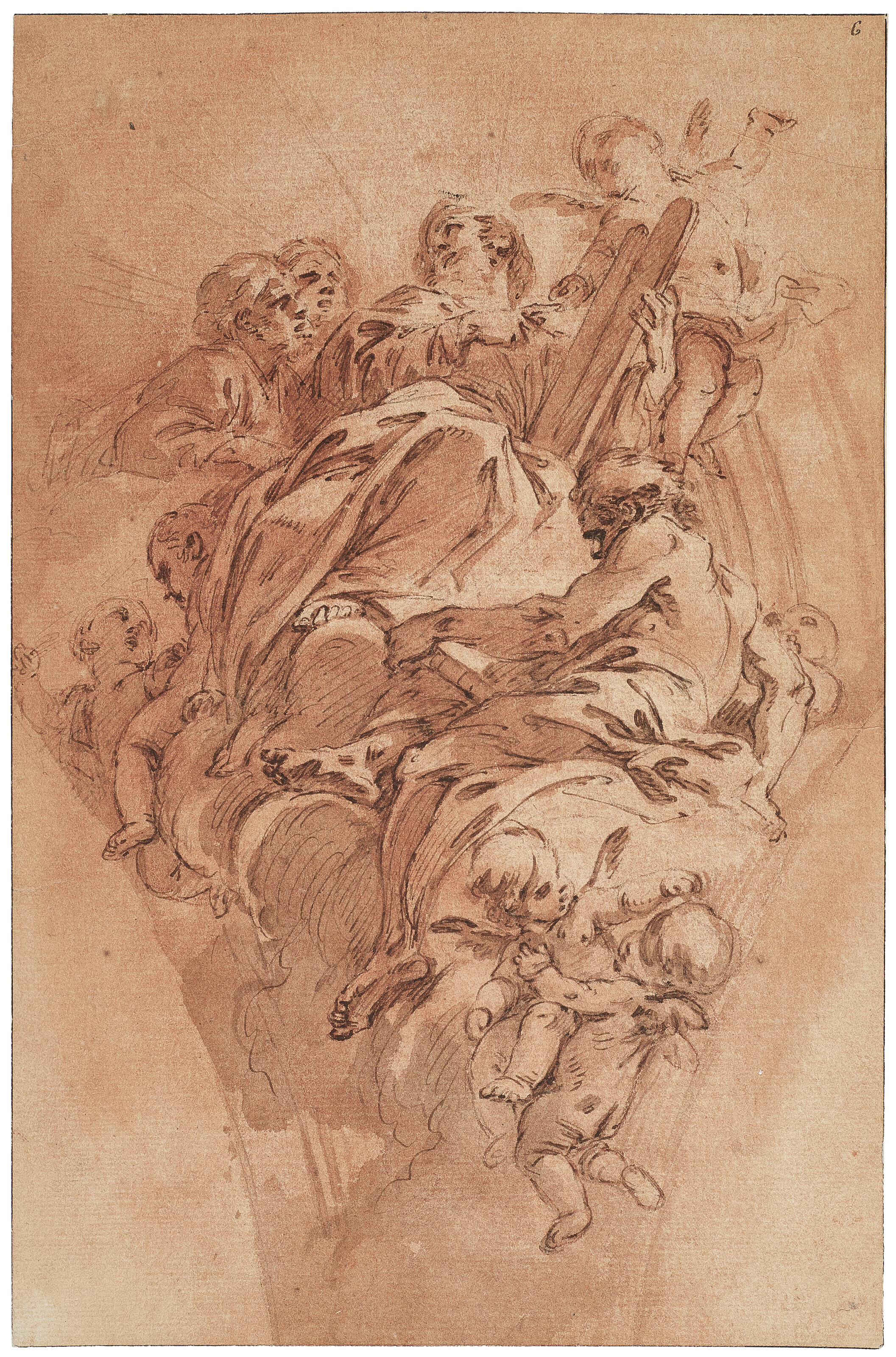 François Boucher — Подвеска с Моисеем, окруженным ангелами, путти и пророками, после Бачиччо