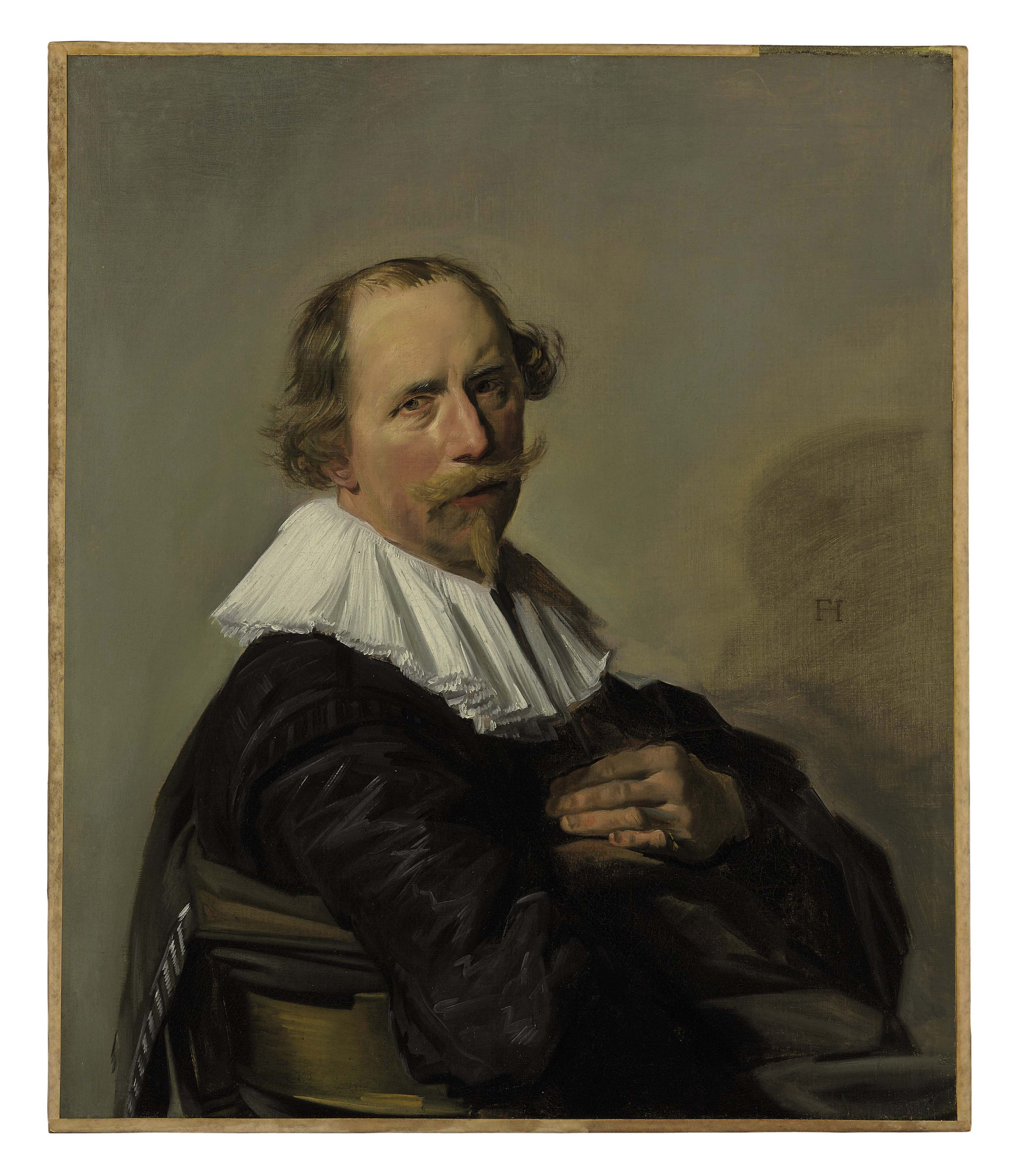 Frans Hals — Портрет джентльмена в полный рост, в черном пальто