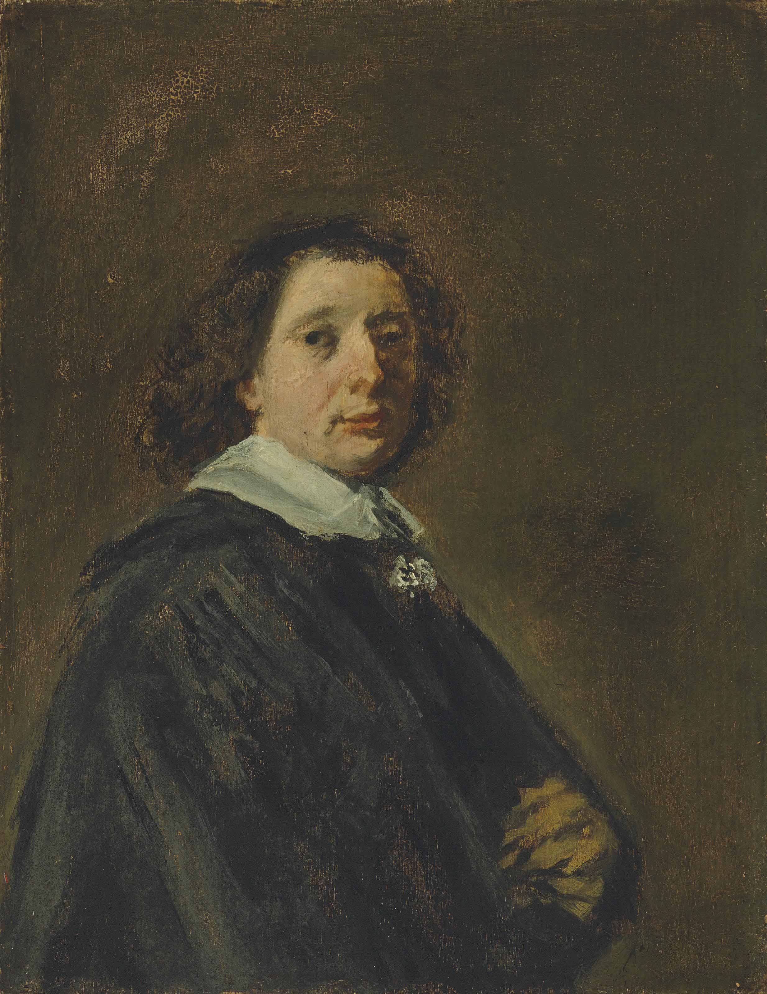 Frans Hals — Портрет мужчины в полный рост, в черном плаще с белым воротничком