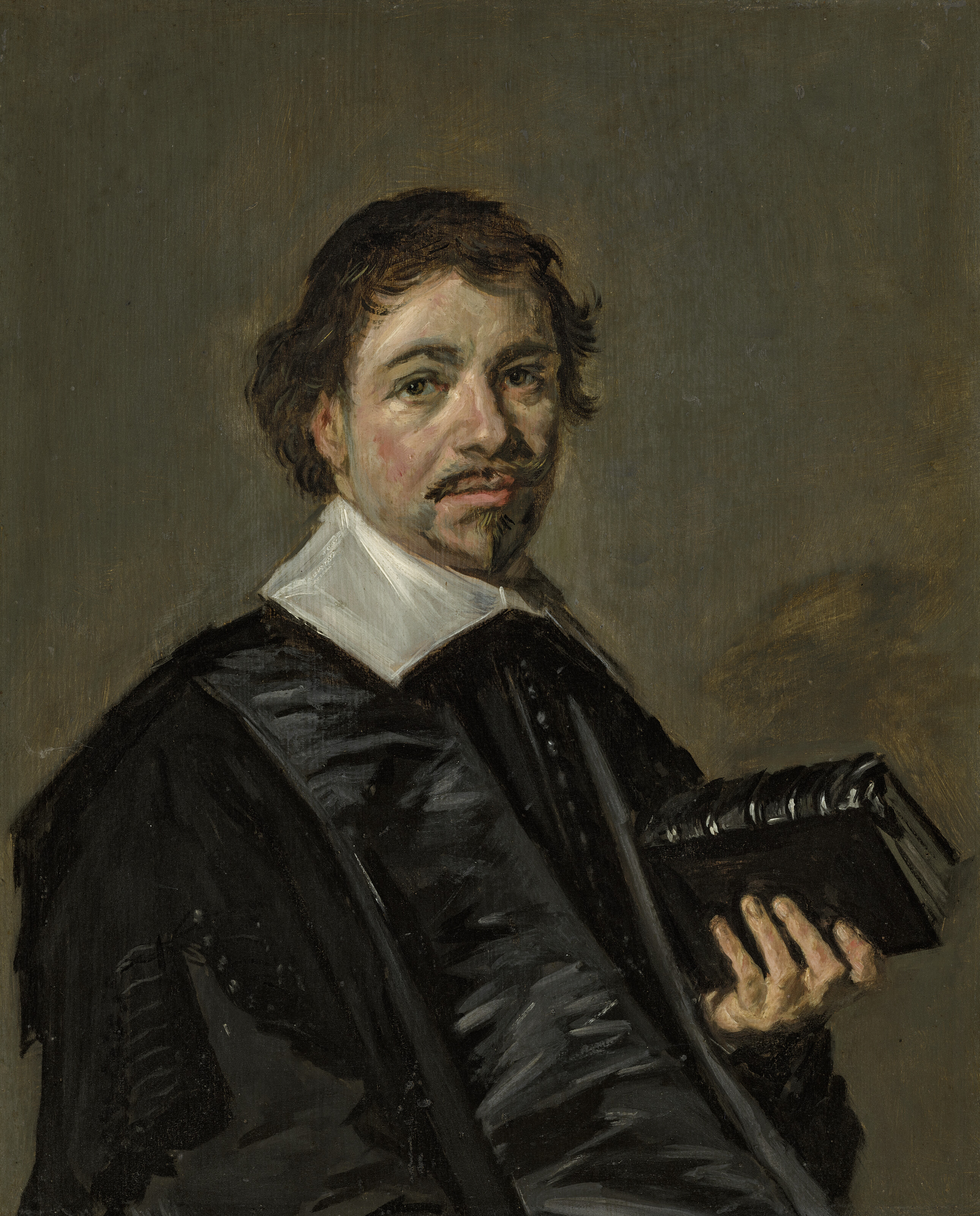 Frans Hals — Портрет Йоханнеса Хорнбека (1617-1666), в полный рост, в черном платье, с книгой в руках