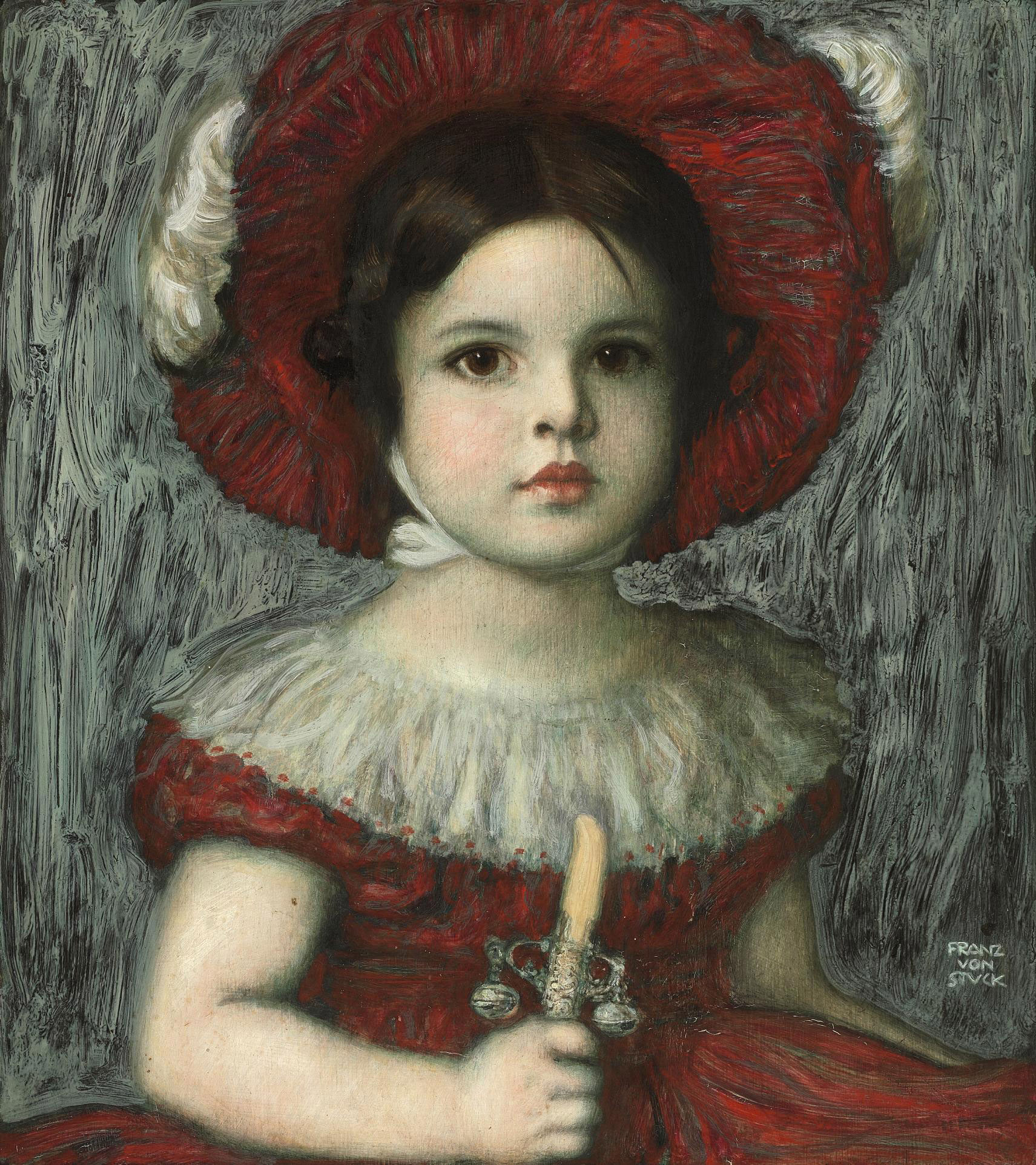 Franz von Stuck — Дочь художника Мэри в красной шляпке