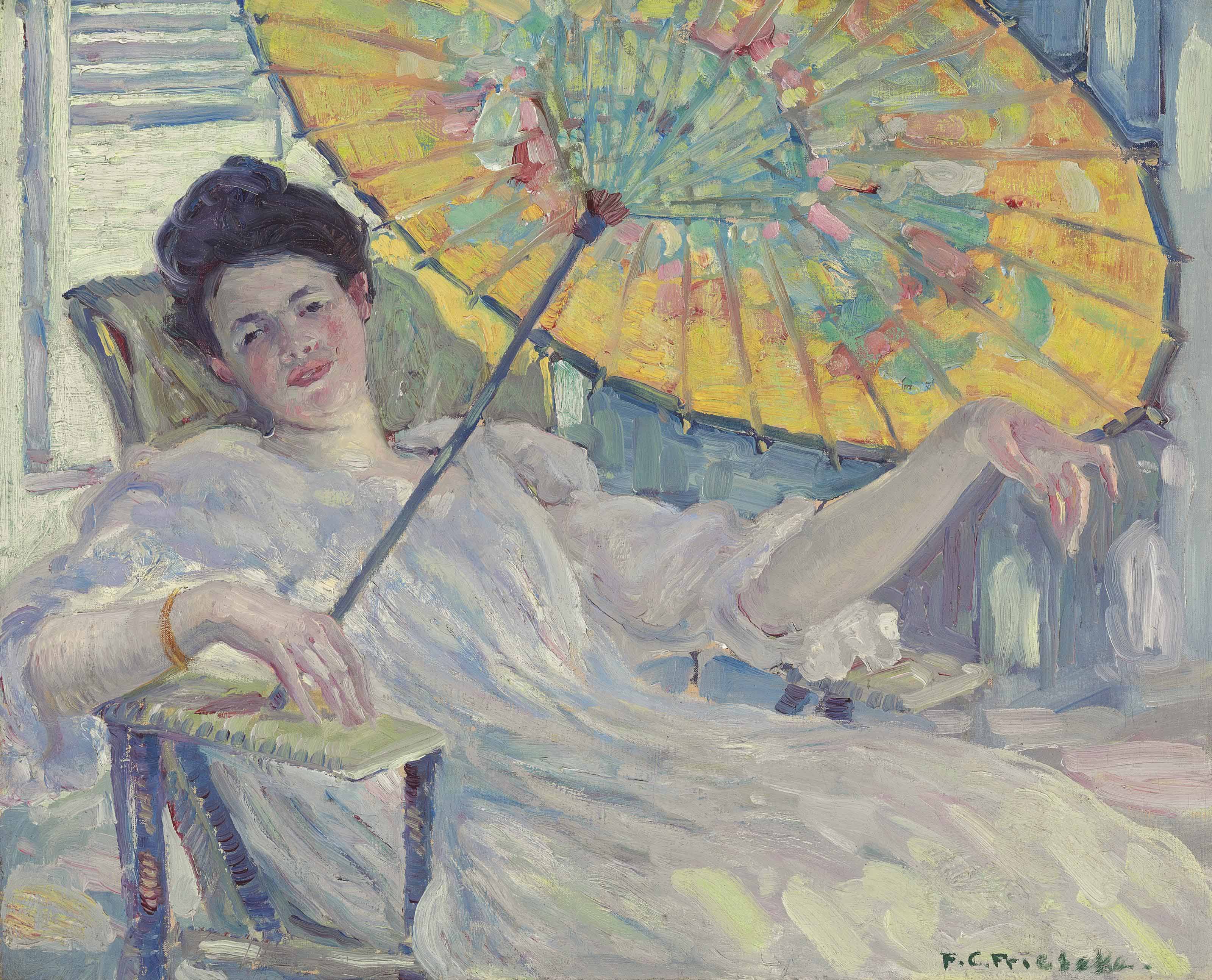 Frederick Carl Frieseke — Женщина с зонтиком