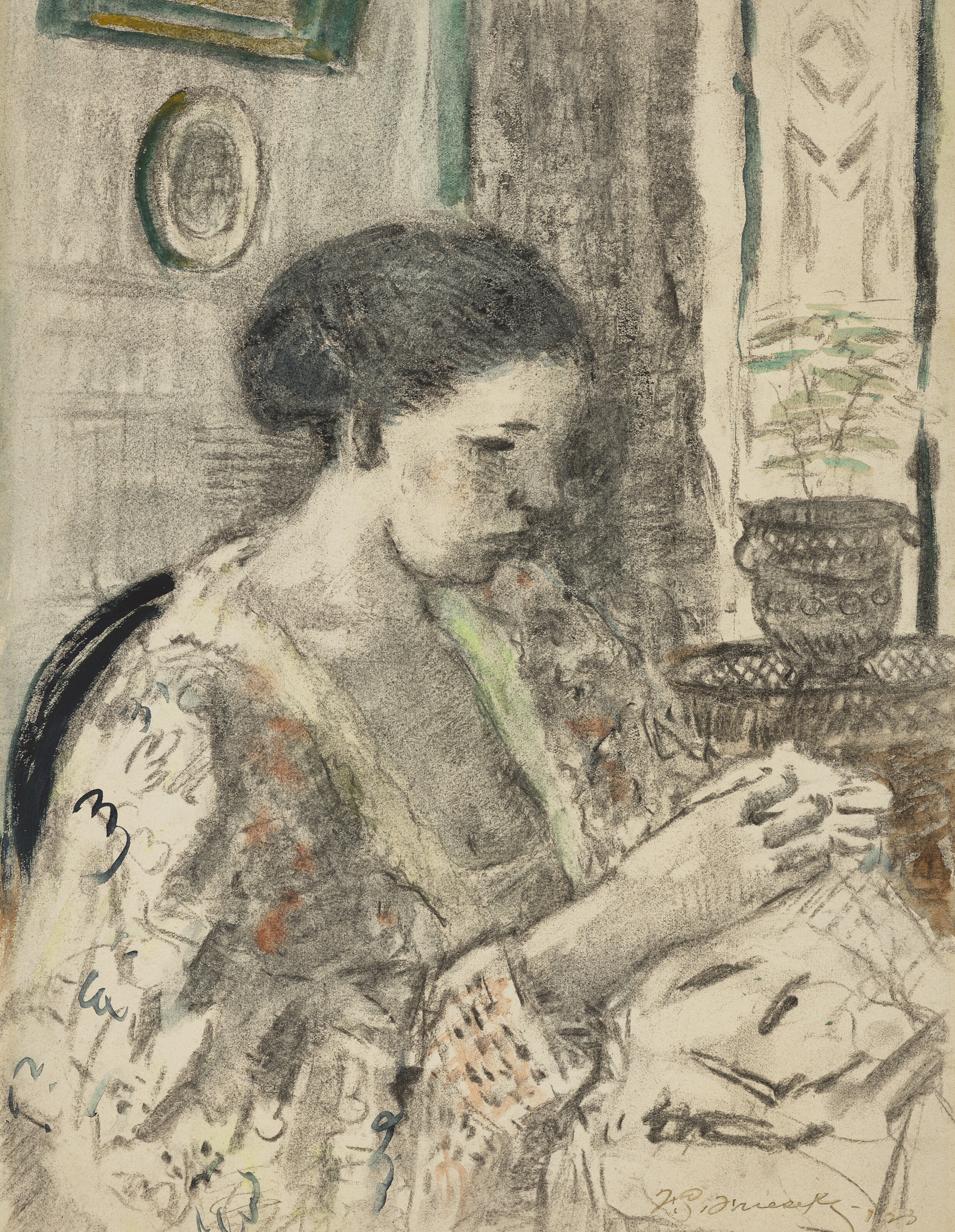 Frederick Carl Frieseke — Жена художника шьет