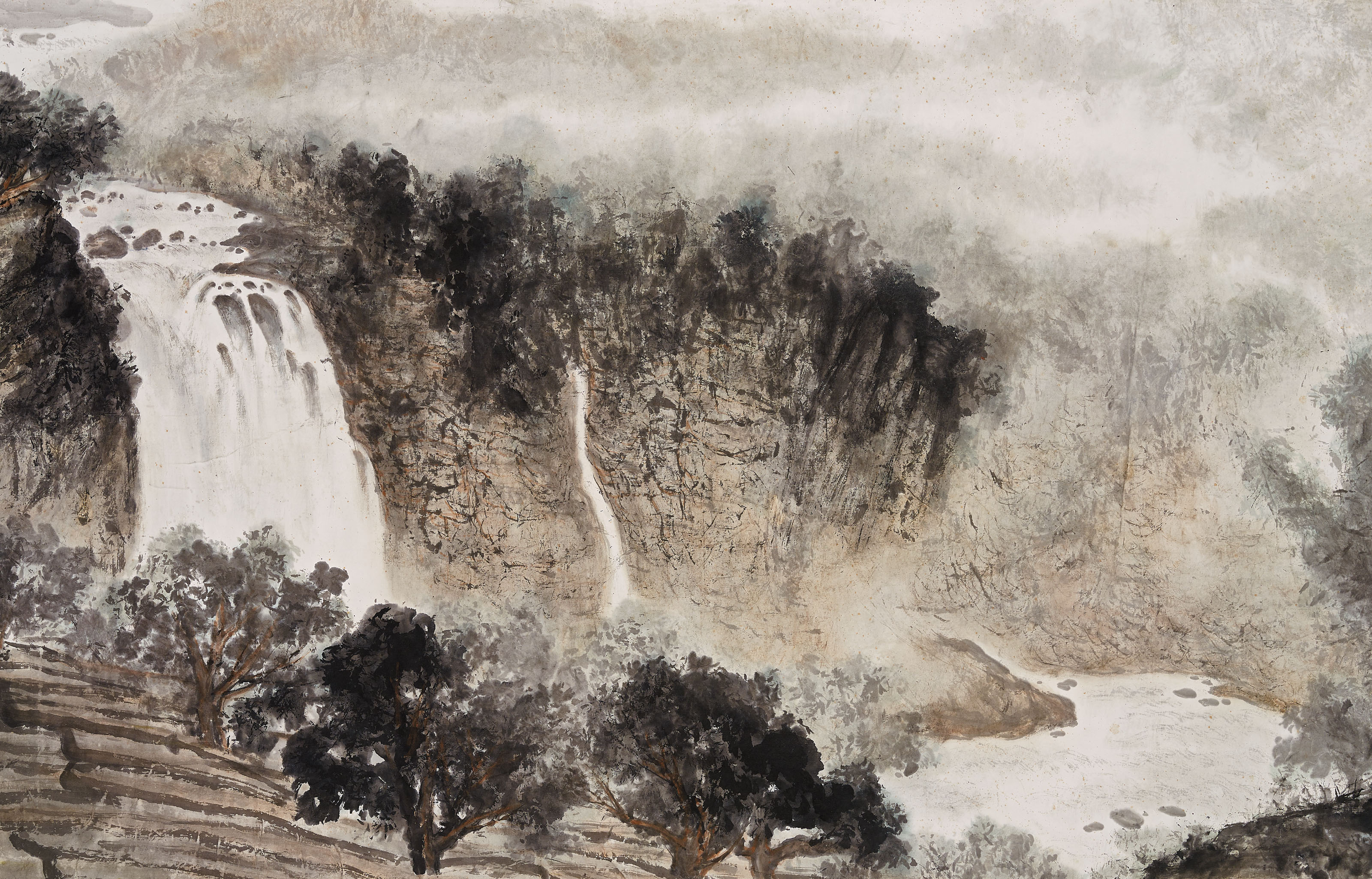 Fu Baoshi — Водопады озера Цзинпо, изображение 2