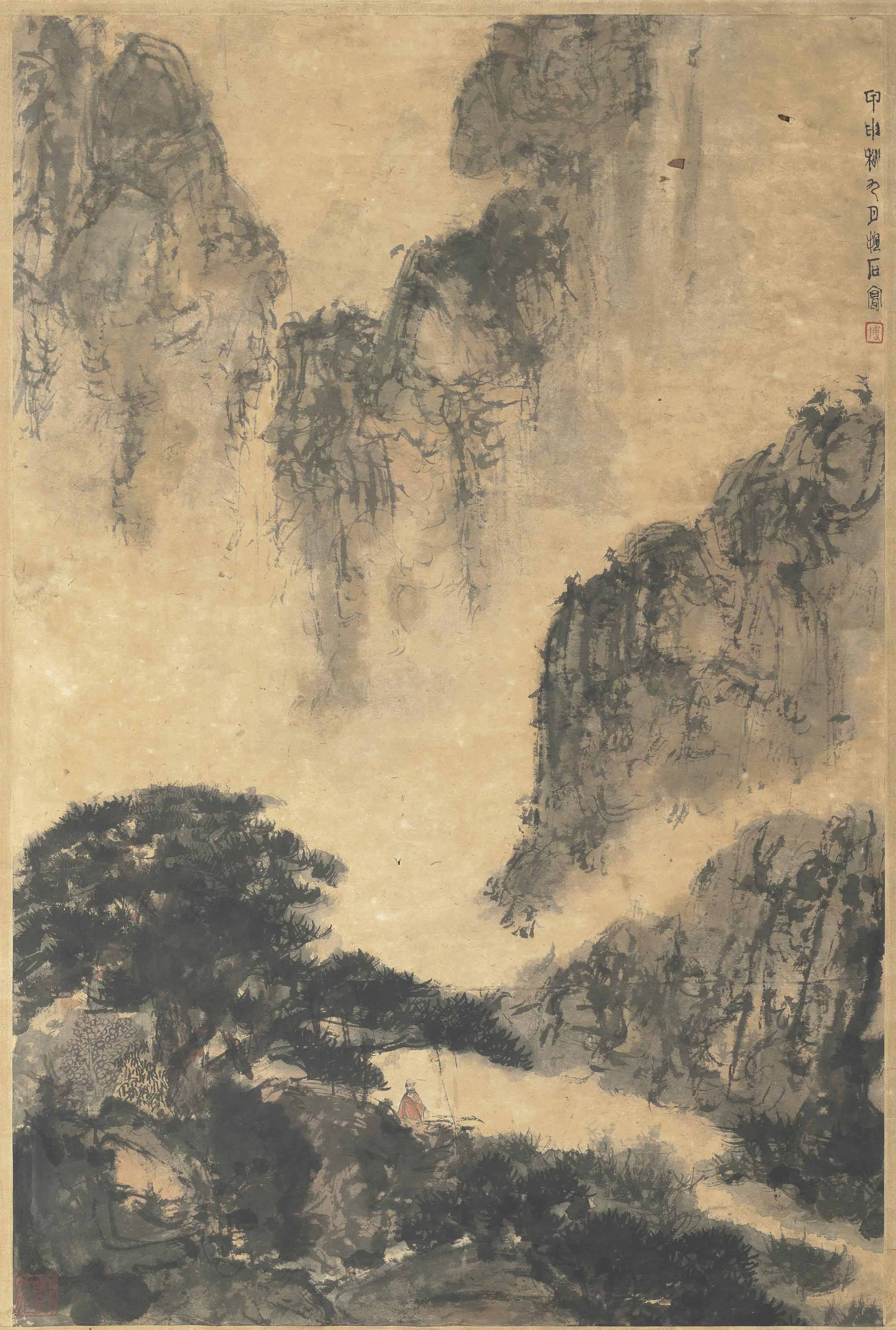 Fu Baoshi — ЛОХАНЬ В ПЕЙЗАЖЕ, 1944