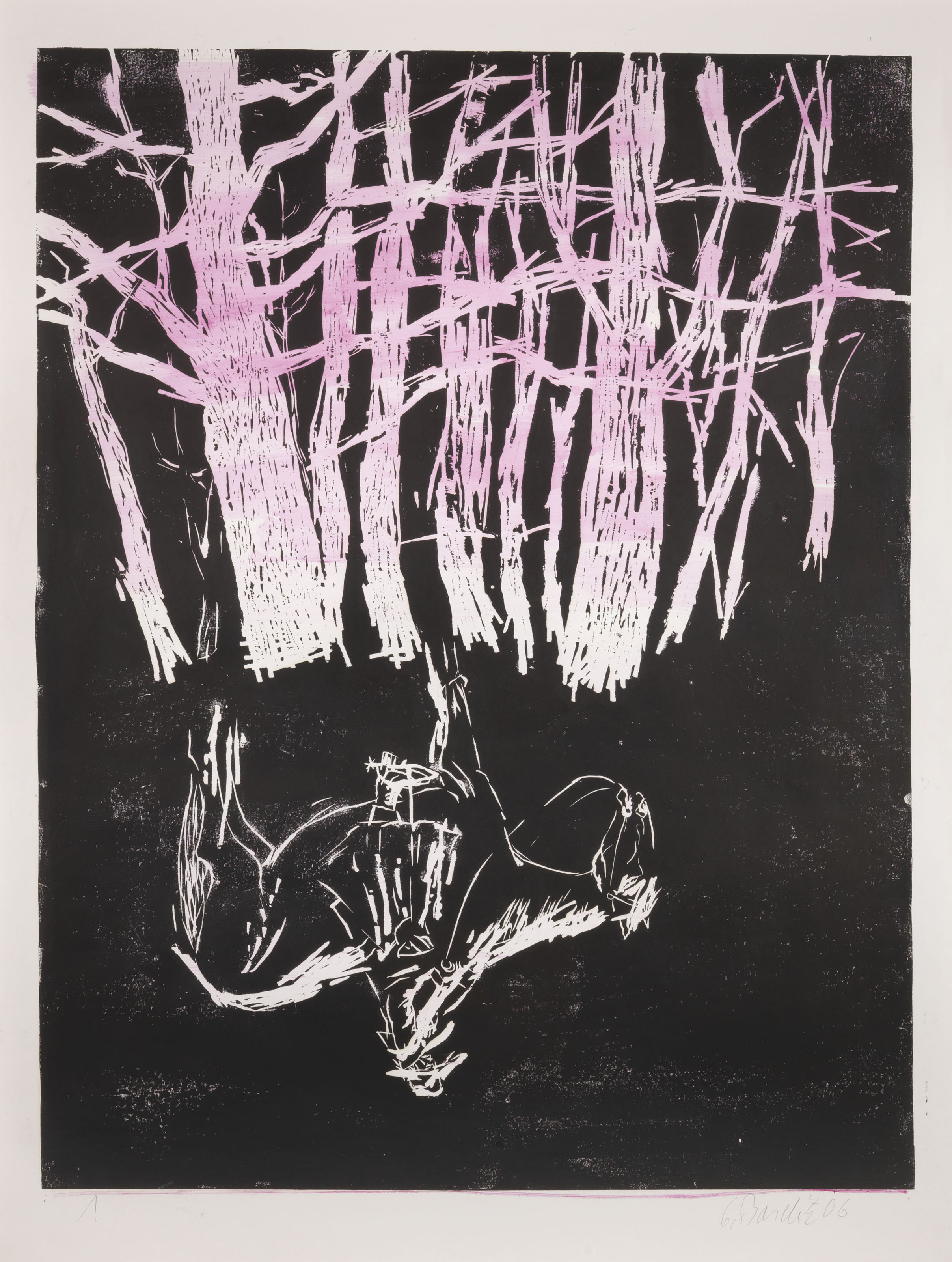 Georg Baselitz — (i) В лесу и на пустоши: Полярное сияние (В лесу и на вересковой пустоши: Полярное сияние) (ii) Я в лесу и на пустоши: Дер Ауфритт (В лесу и на пустоши: Появление) (iii) Я в лесу и на пустоши: Я вижу Карла Мая (В лесу и на пустоши: Я знаю, что показываю Карла Мая) (iv) Я в лесу и на пустоши: Я показываю Карла Мая) (iv) Я в лесу и на пустоши: Я показываю Карла Мая (iv) Я в лесу и на пустоши: Я показываю Карла Мая (iv) Я в лесу и на пустоши: Я показываю Карла Мая (iv): Das Pferd (В лесу и на пустоши: Лошадь) (v) Я иду по лесу и на пустоши: Тишина (В лесу и на пустоши: Тишина) (vi) Я иду по лесу и на пустоши: Путь), изображение 3