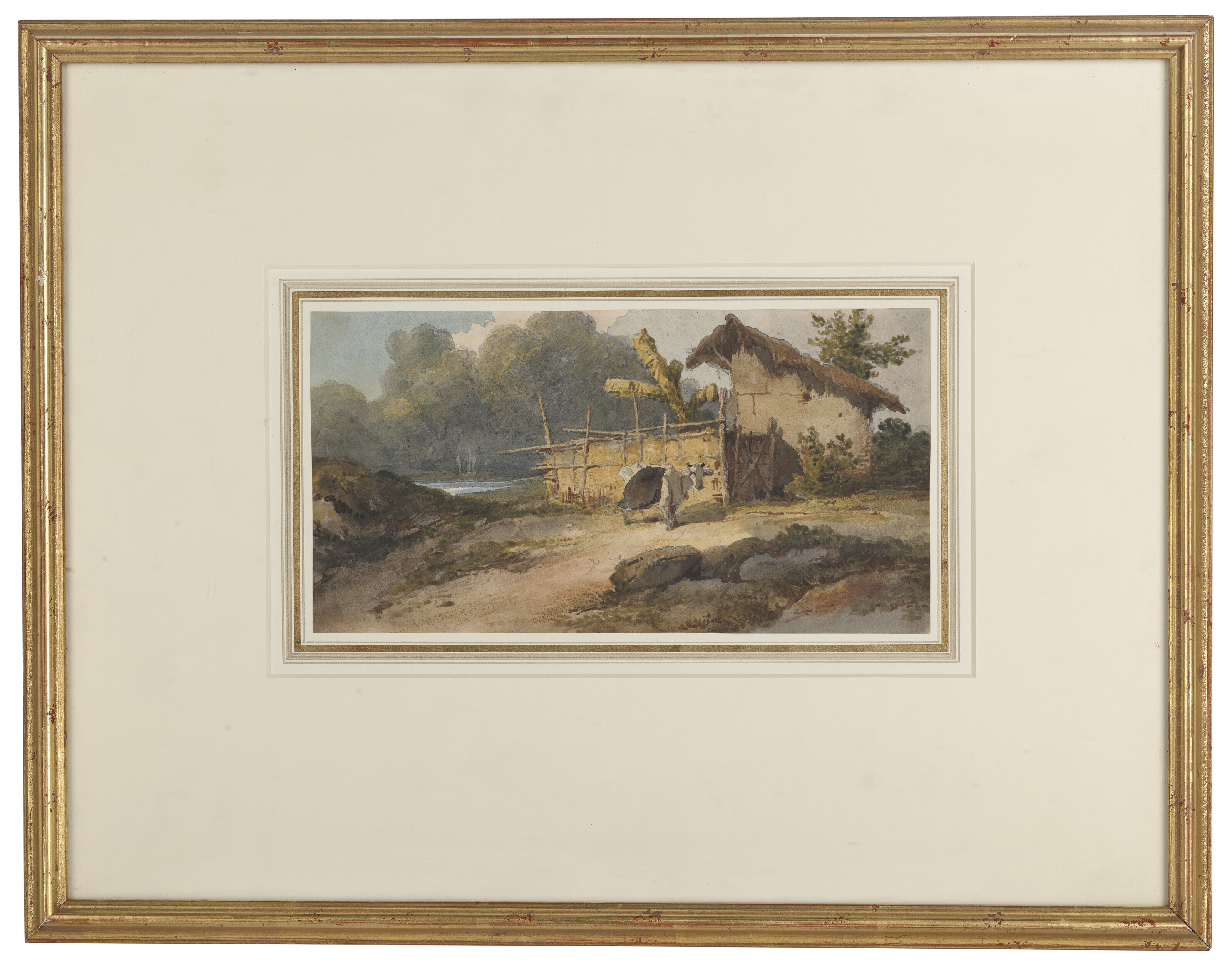 George Chinnery — Хижина у реки с коровой, Бенгалия, изображение 2