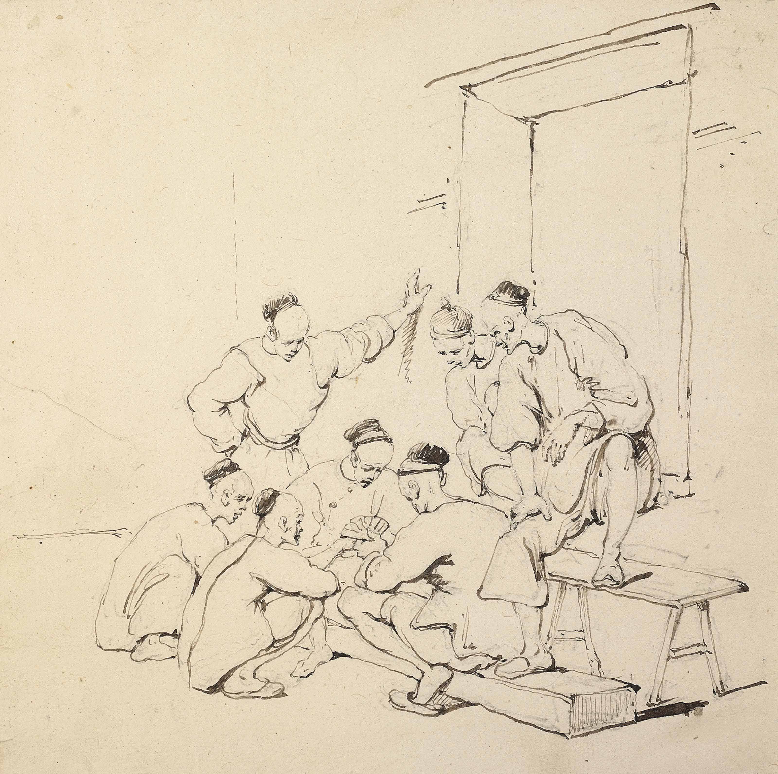 George Chinnery — Китайские азартные игры