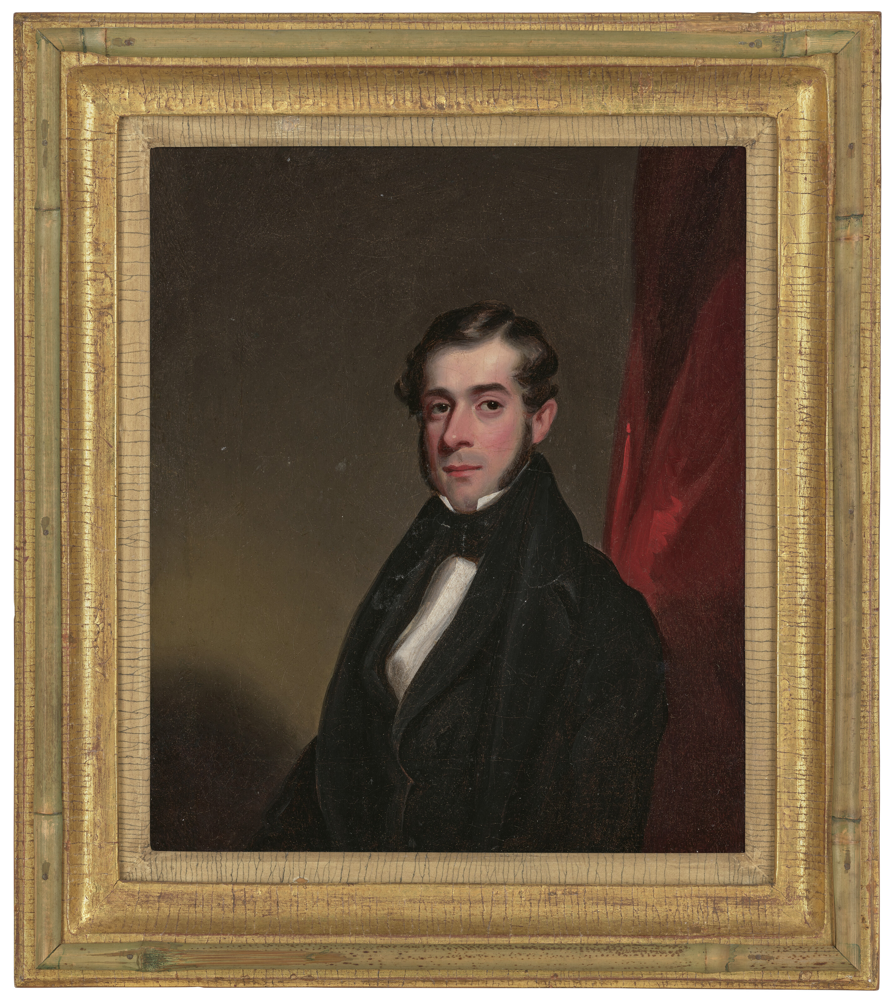 George Chinnery — Портрет европейского купца, в полный рост, в черном пальто, изображение 2