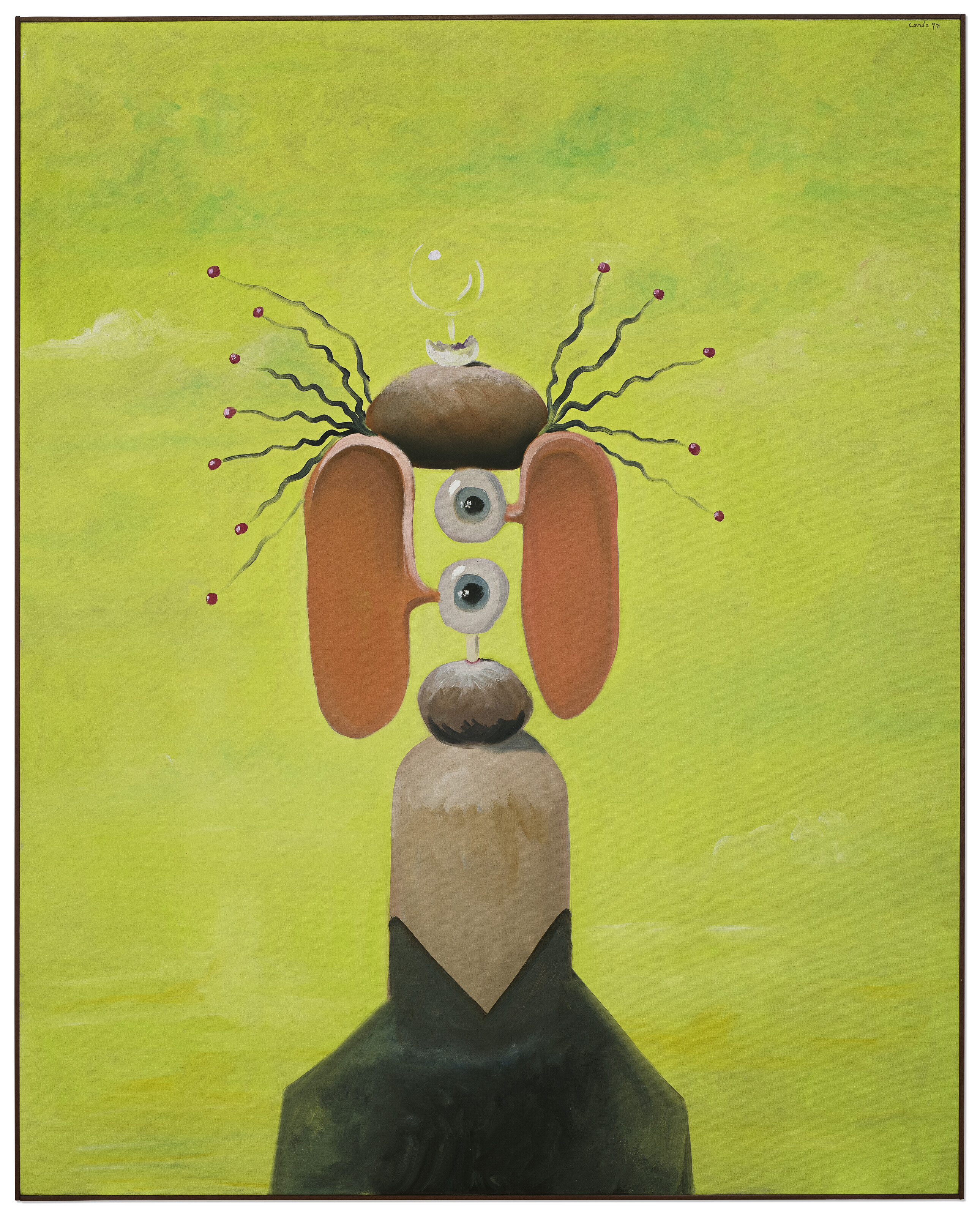 George Condo — Лицевая композиция на фоне зеленого неба, изображение 2