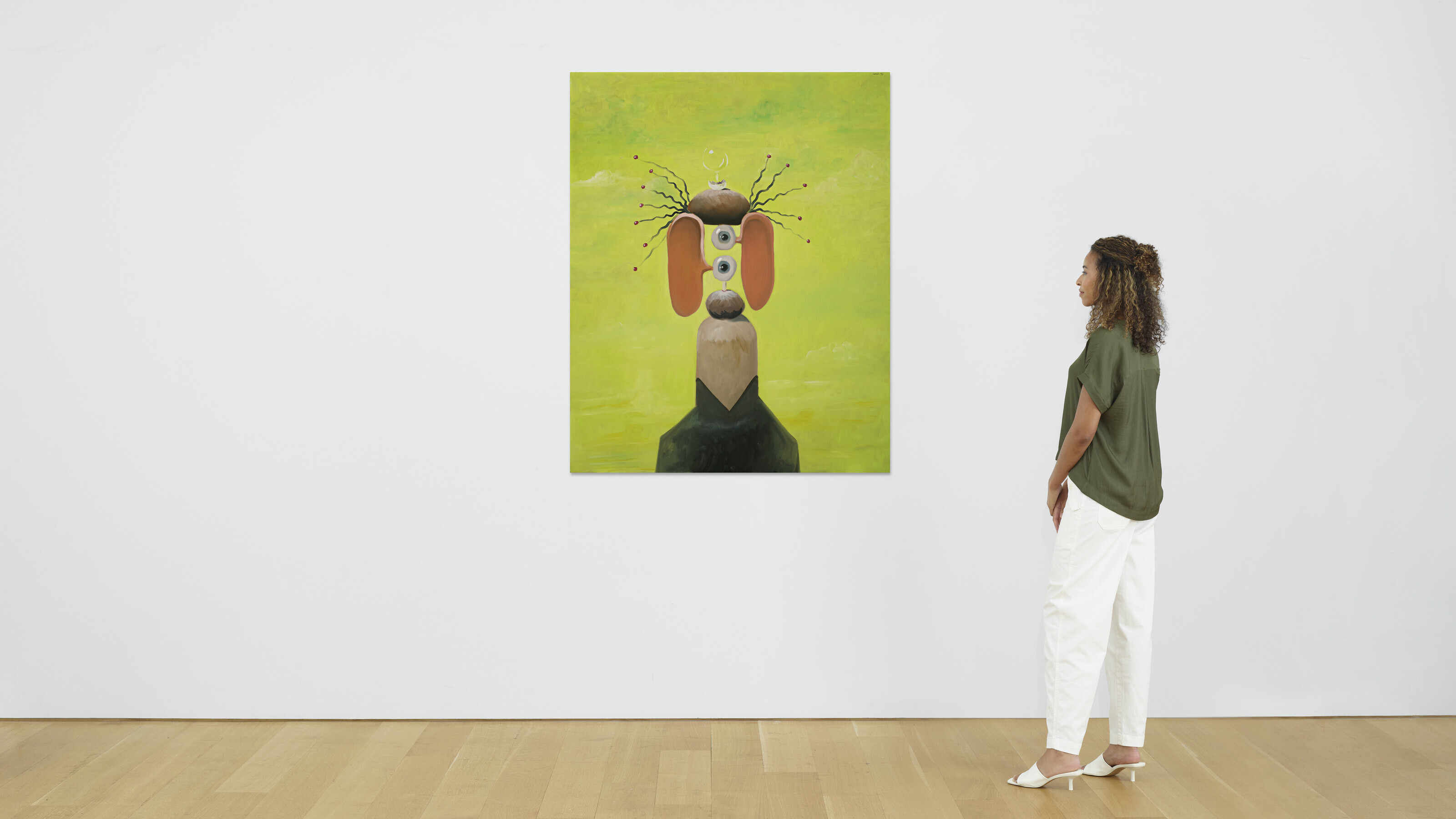 George Condo — Лицевая композиция на фоне зеленого неба, изображение 4