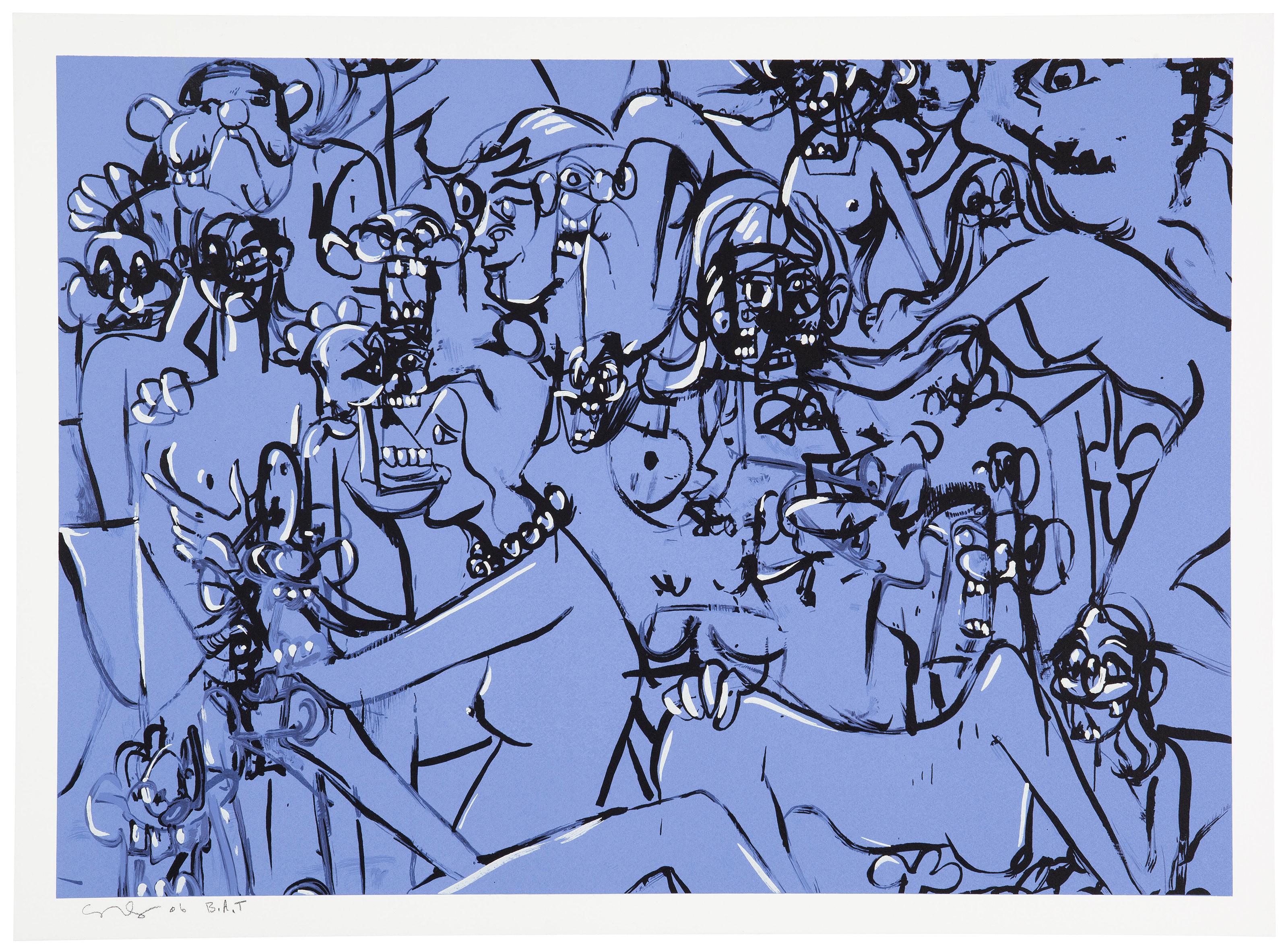 George Condo — Синие расширяющиеся фигуры из Trance/Borders (портфолио Exit Art)