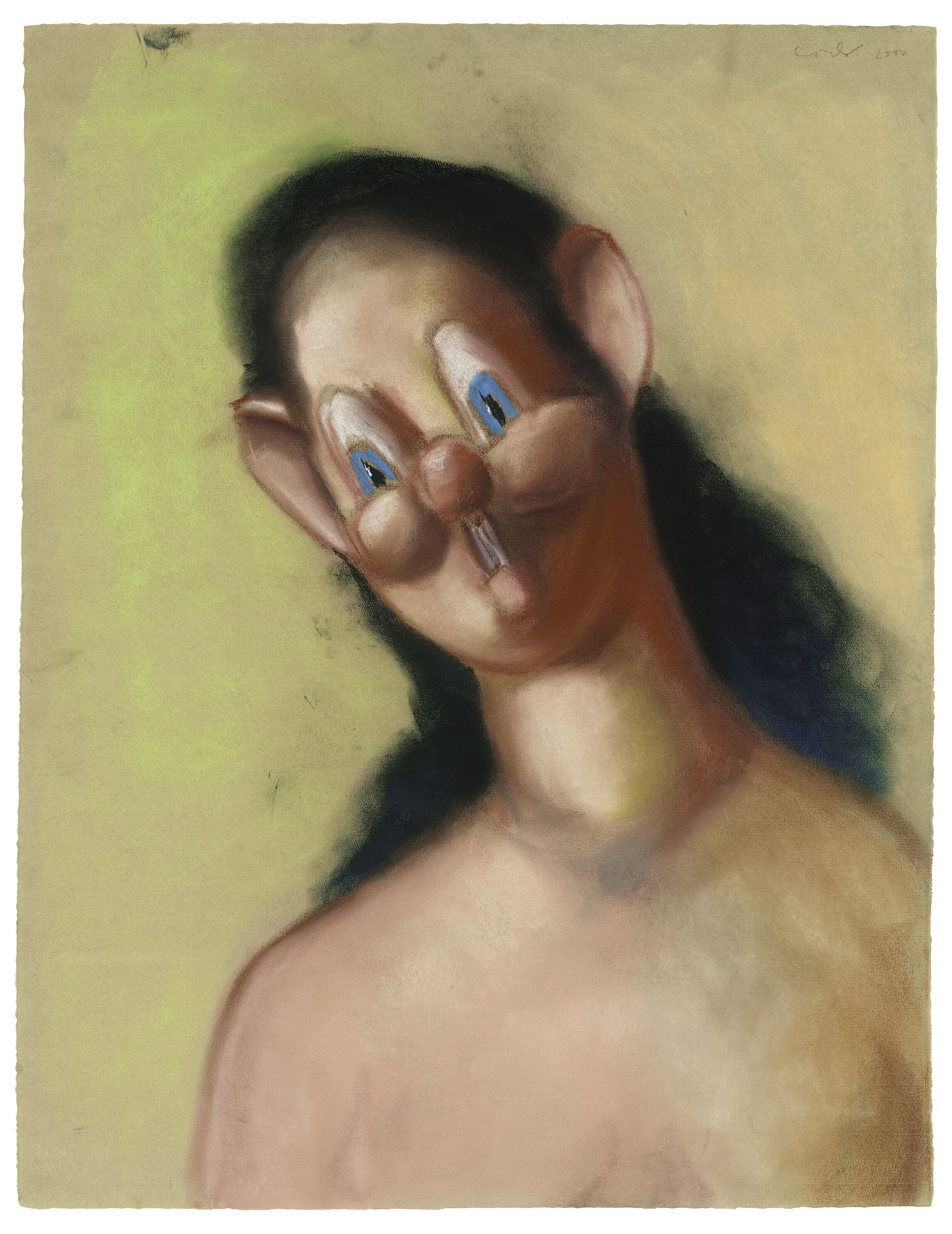 George Condo — Портрет на желтом фоне