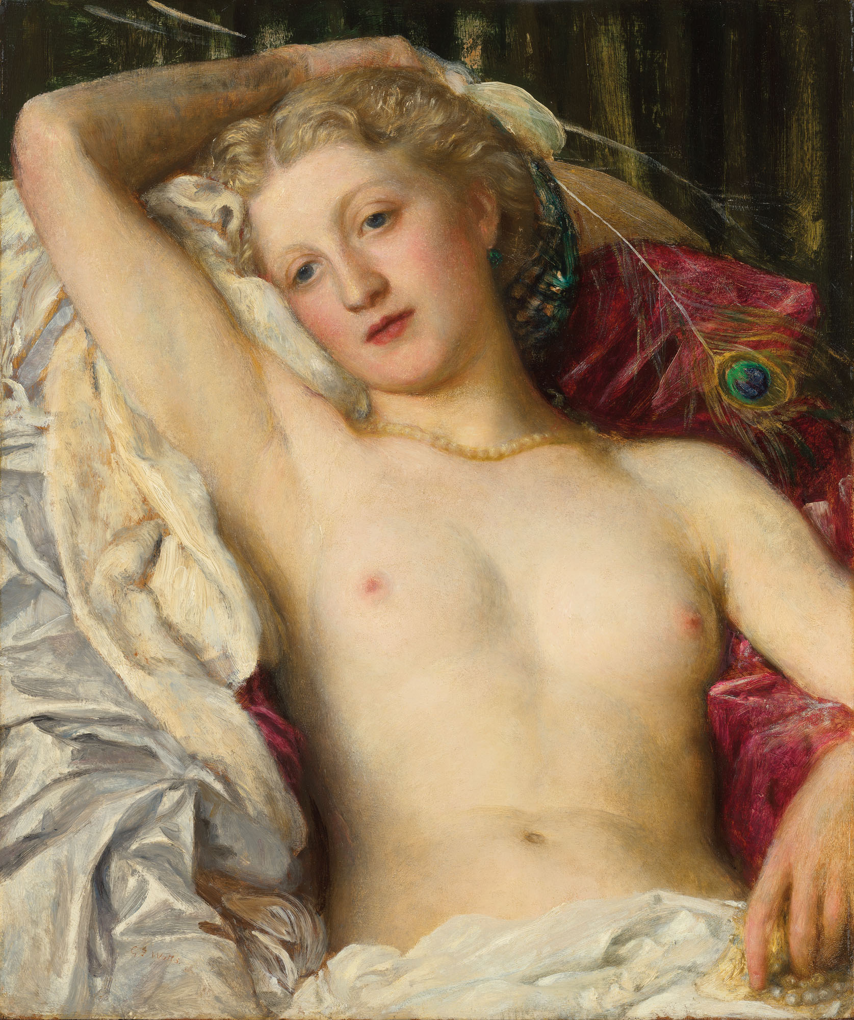 George Frederic Watts — Этюд с павлиньими перьями