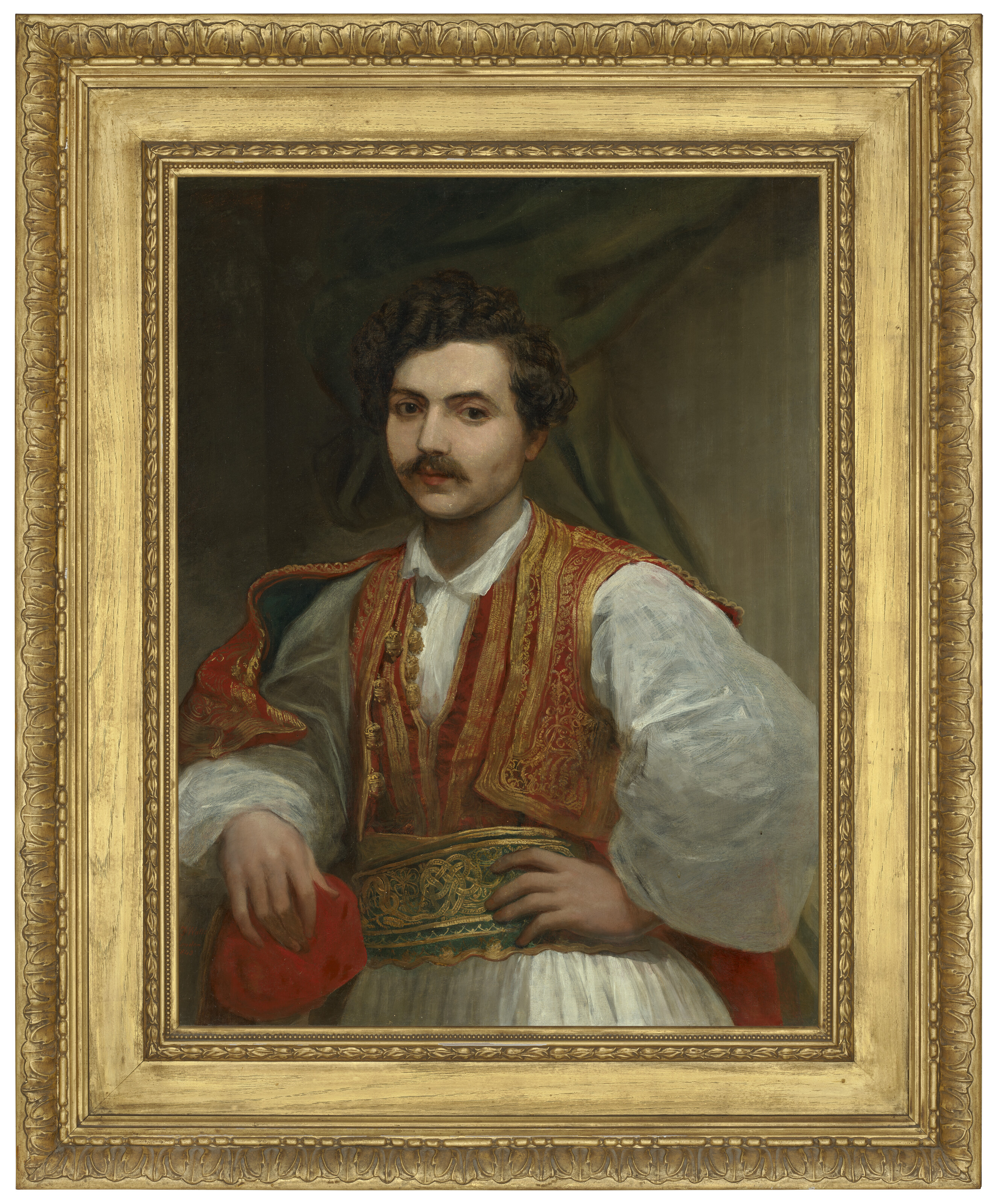 George Frederic Watts — Портрет Николаса Ионидиса (1815-1873), в полный рост, в греческом костюме, изображение 2