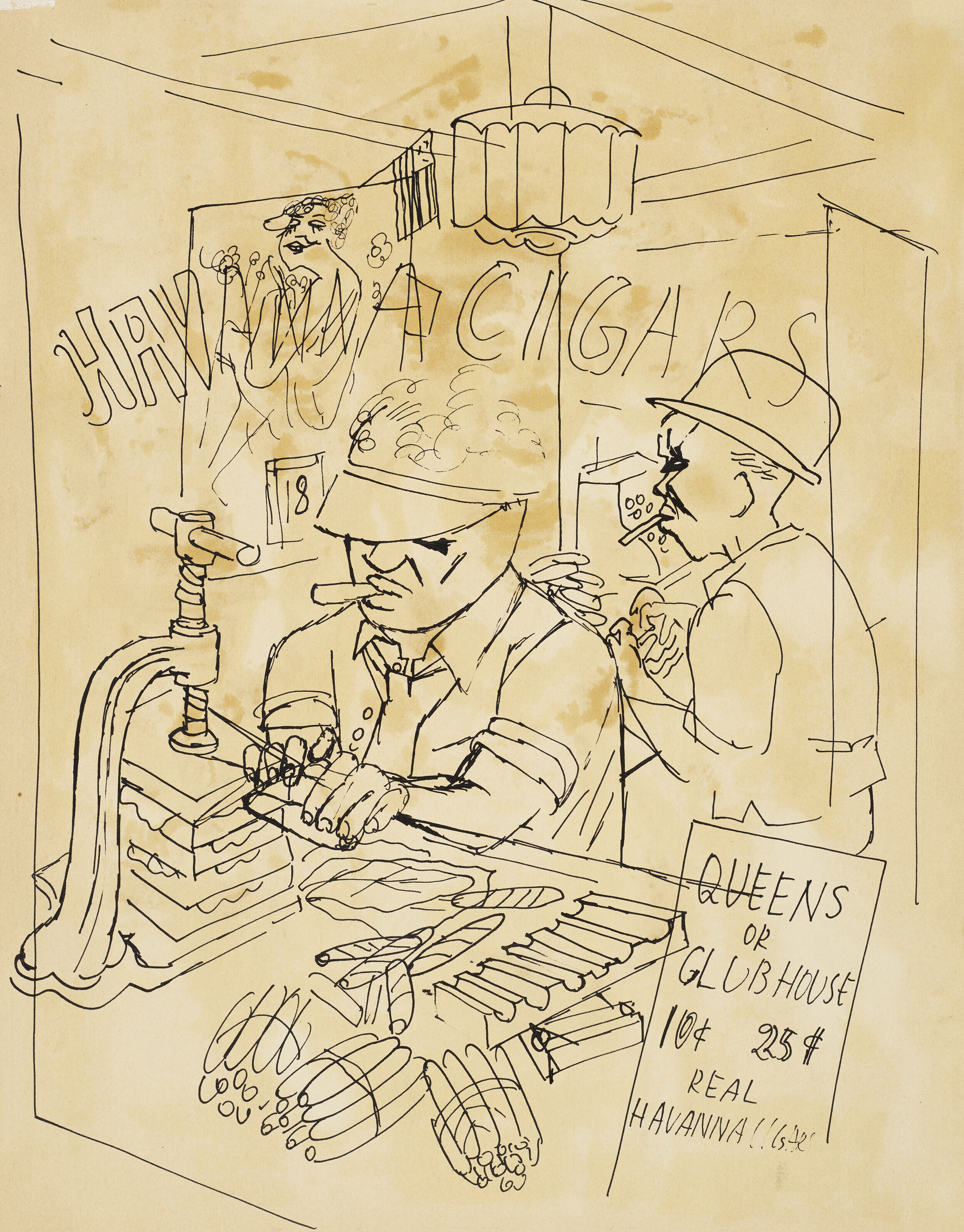 George Grosz — Бродвей (прямая сторона); Гаванские сигары (обратная сторона), изображение 2