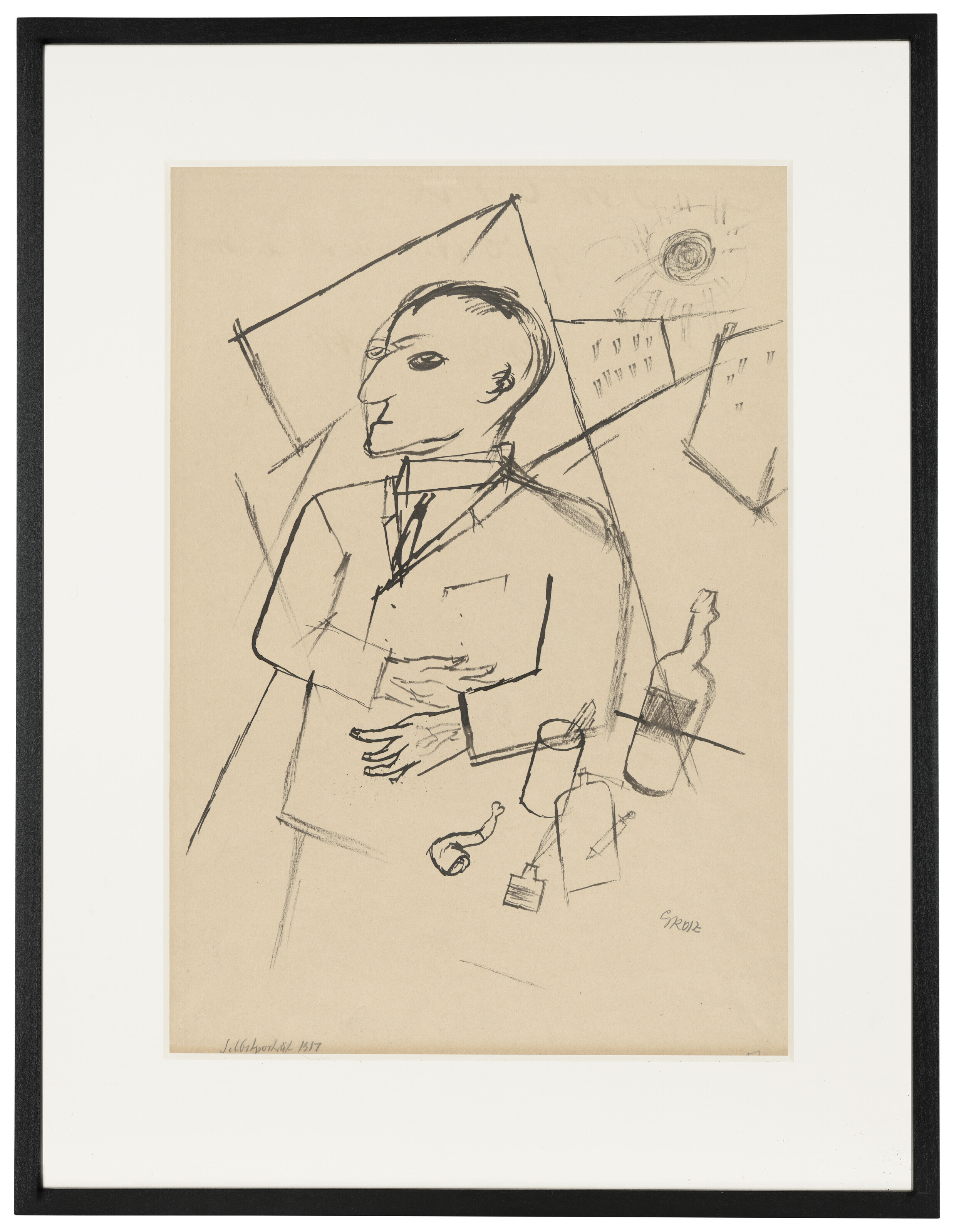 George Grosz — Настоящий портрет (спереди); Трагедия ( сзади ), изображение 2
