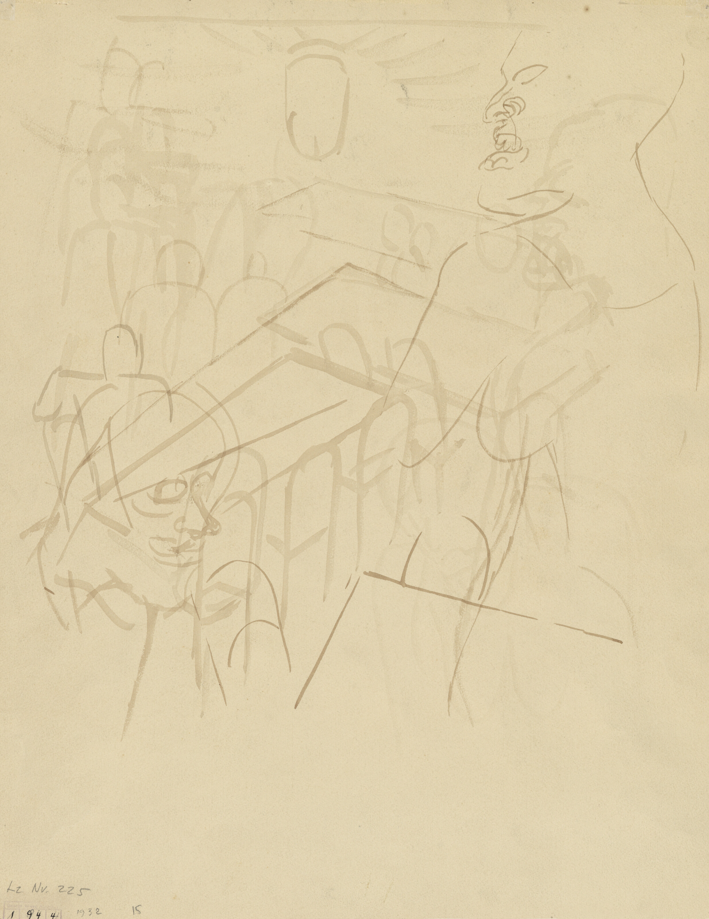 George Grosz — Джазовый певец ( прямая речь ); Без названия ( оборотная сторона ), изображение 4