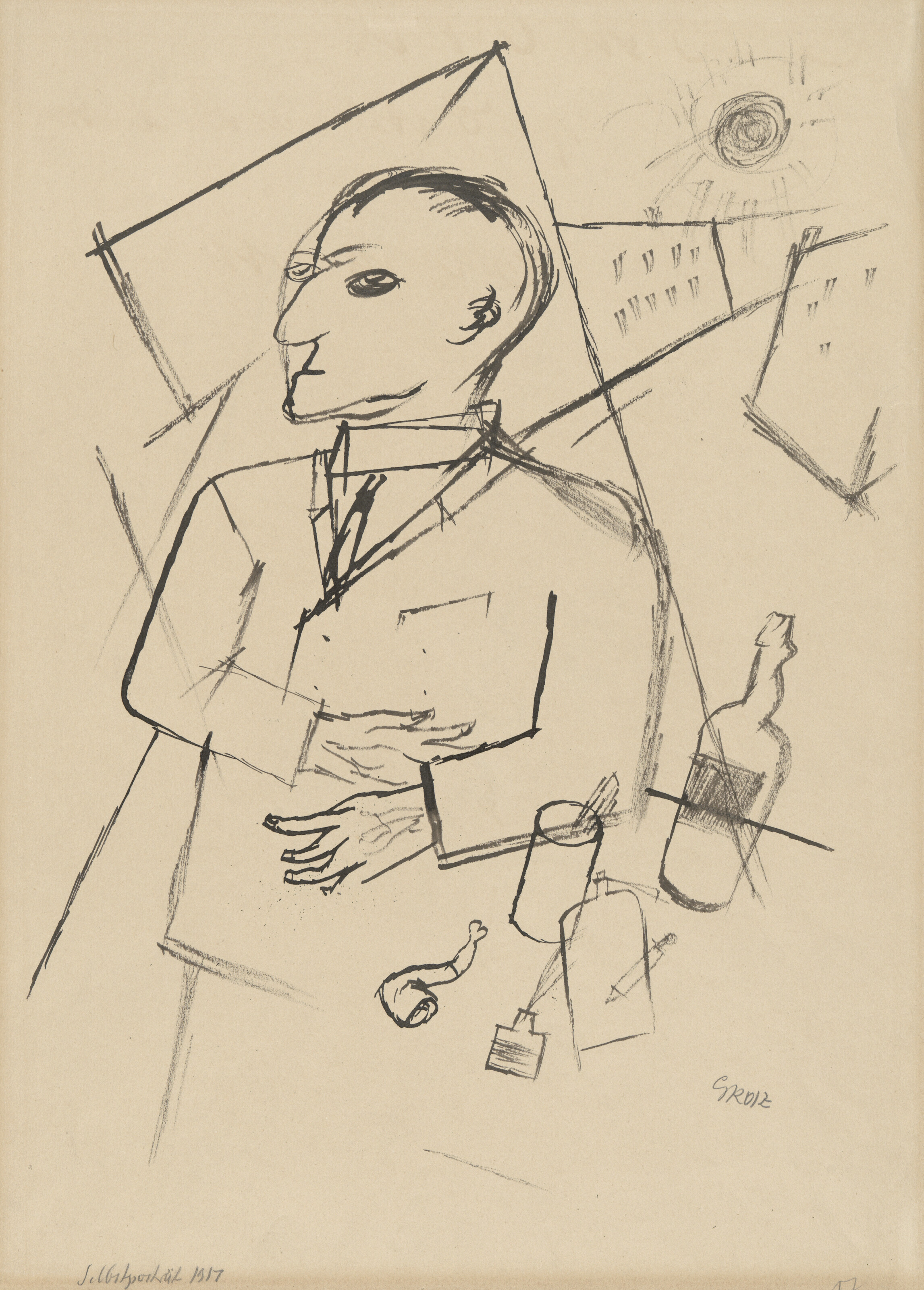 George Grosz — Прямая линия (справа); Линия смерти ( сзади )