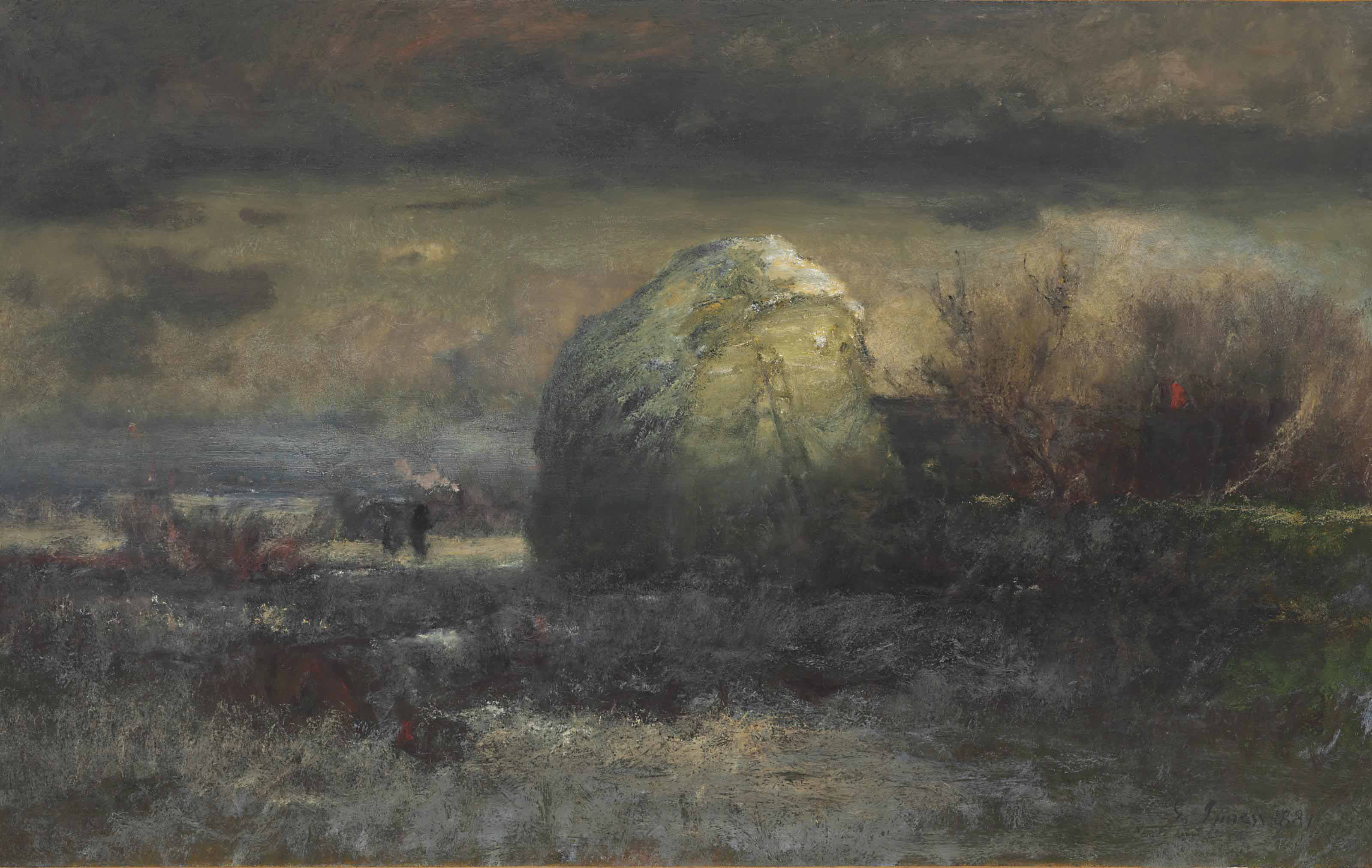 George Inness — Заснеженный стог сена
