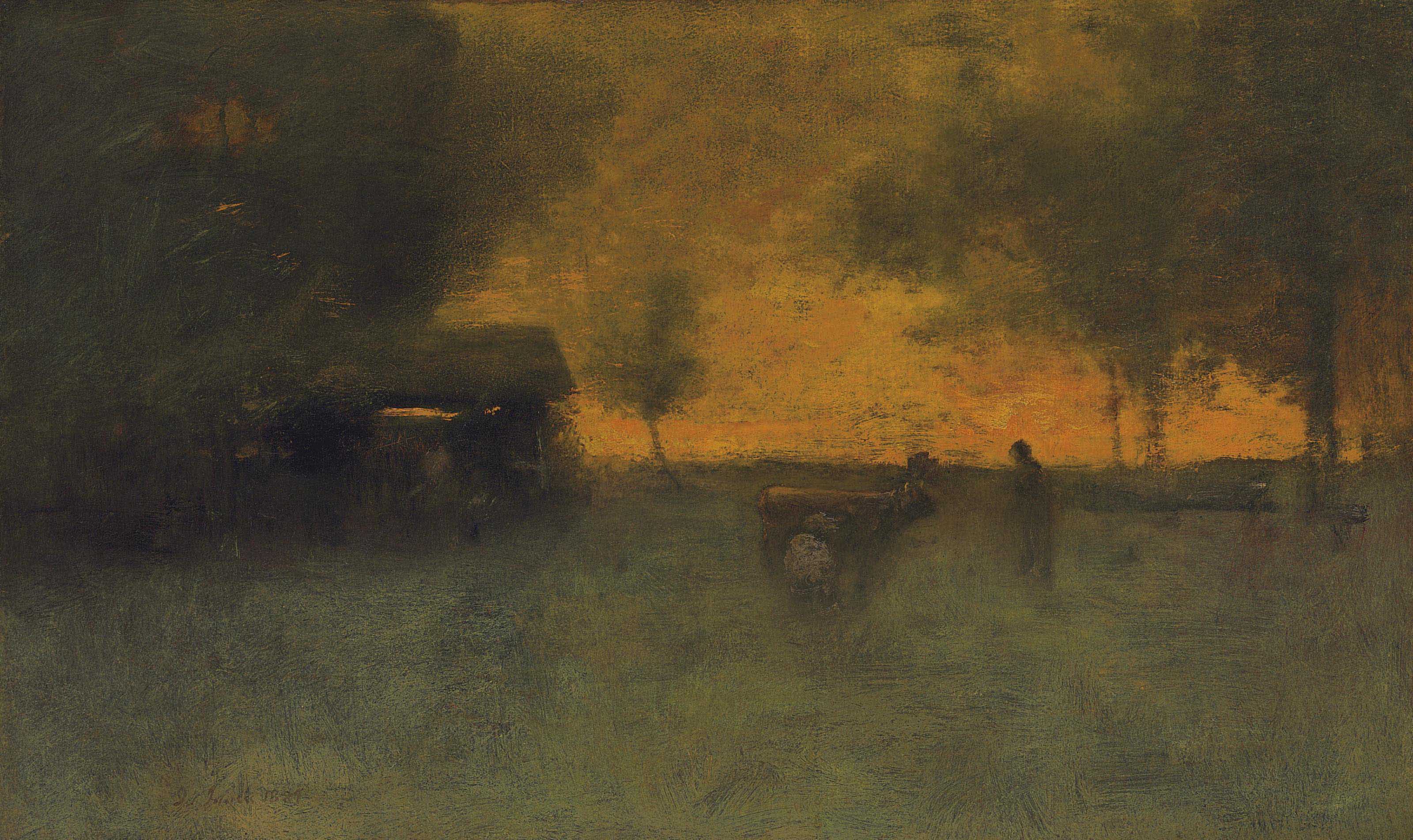 George Inness — Закат, время дойки, Монтклер, Нью-Джерси