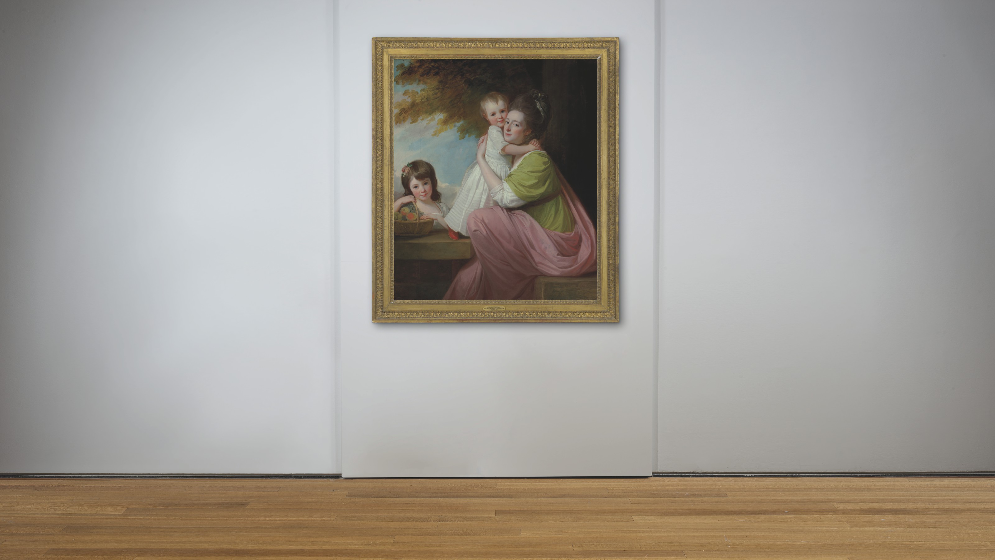 George Romney — Групповой портрет Дороти Стейблз (1753-1832) с дочерьми Харриет (1774-1827) и Марией (1775-1821) на фоне лесистого пейзажа, изображение 5