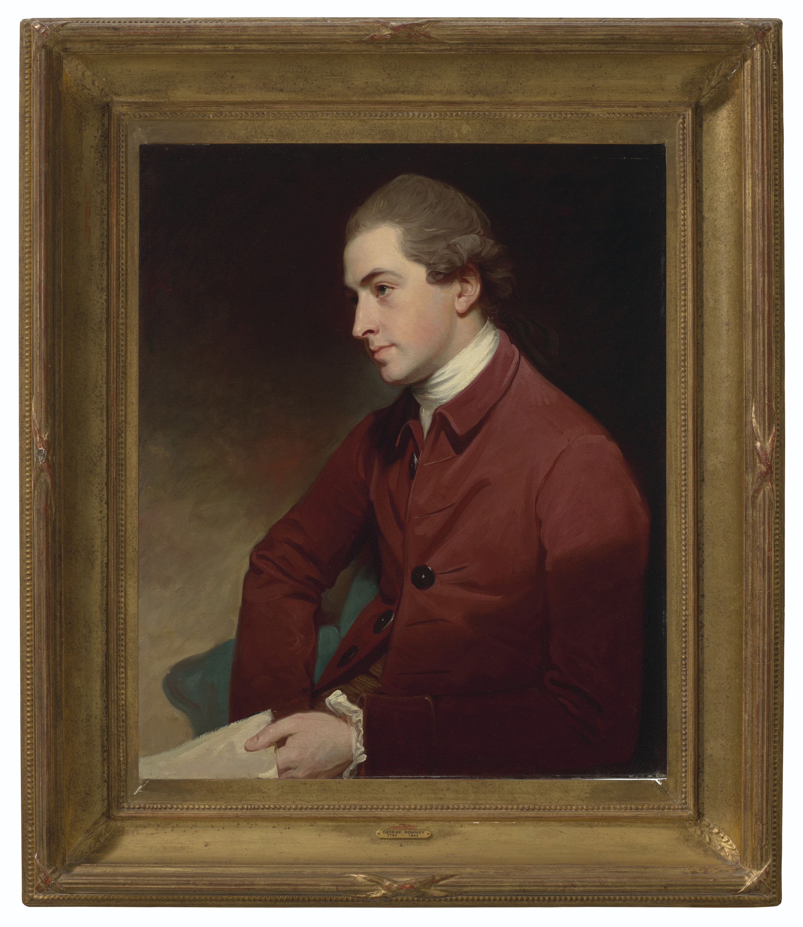 George Romney — Портрет сэра Томаса Франкленда, 6-й том (1750-1831), в половину роста, в профиль., изображение 2