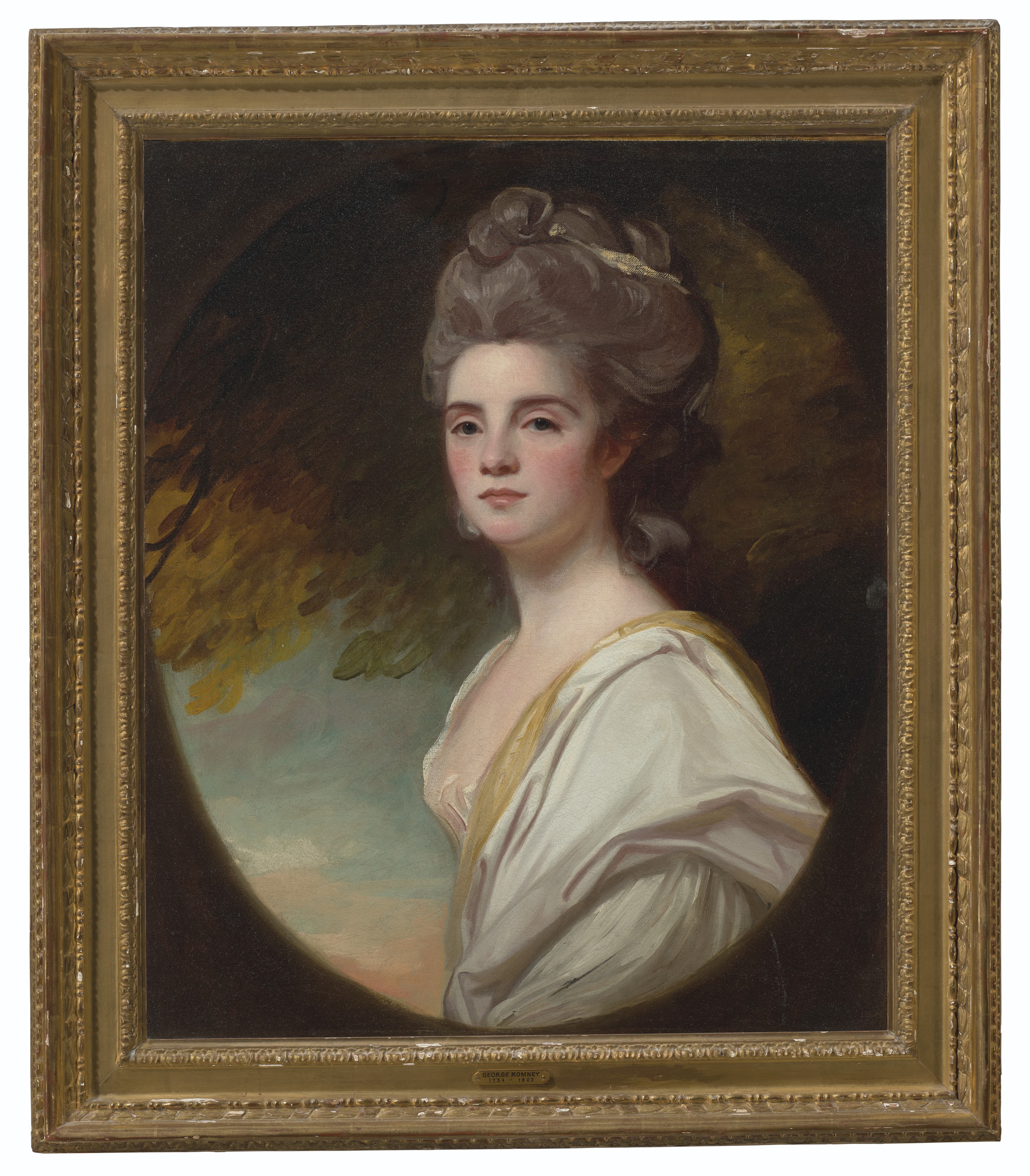 George Romney — Портрет мисс Уильямс, во весь рост, в раскрашенном овале, изображение 2