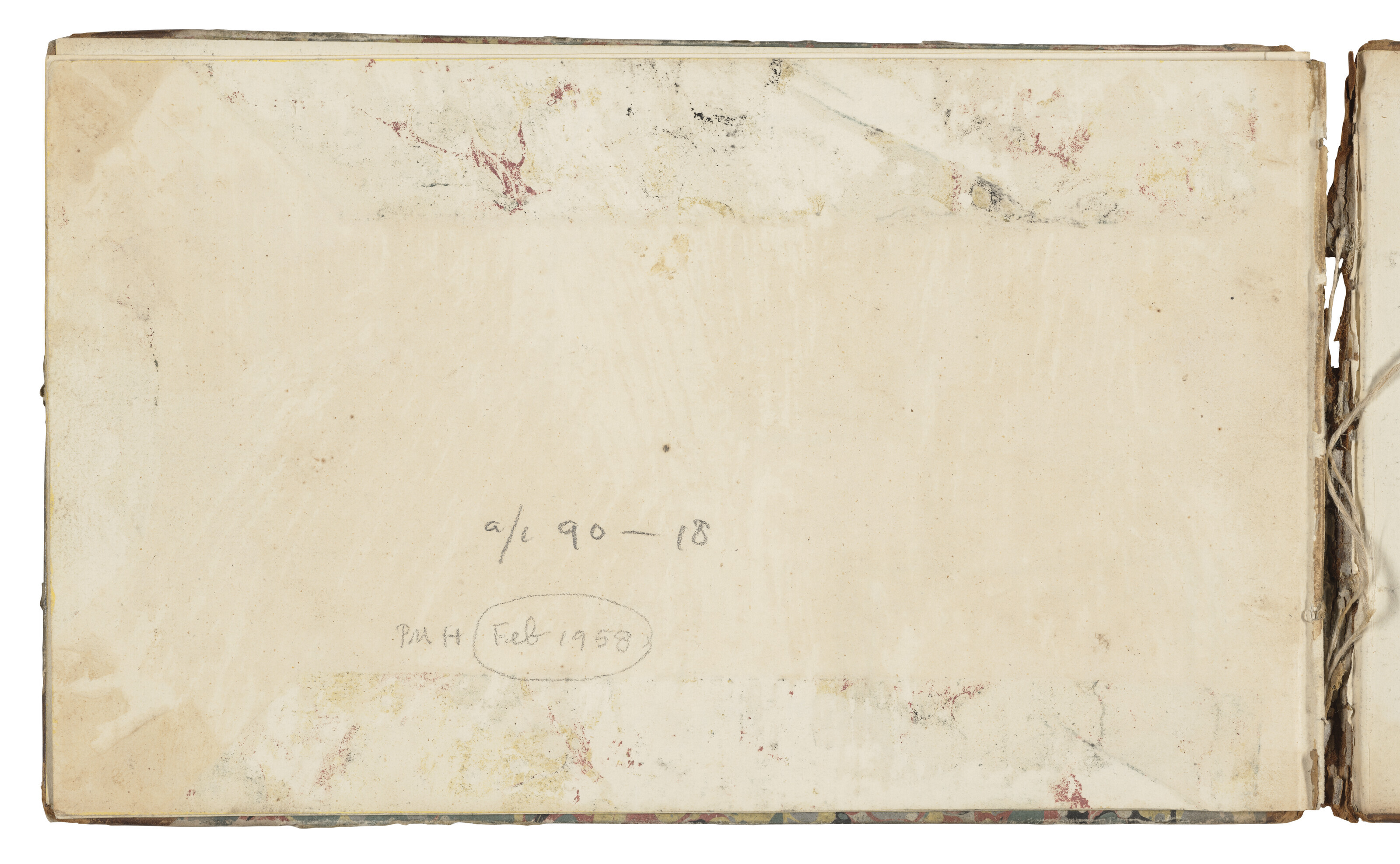 George Romney — Два частично разобранных альбома для рисования: первые 7 листов в переплете из мраморной бумаги с рисунками предполагаемого дизайна дома и письмом; вторые 17 листов без переплета с различными набросками головы и некоторыми композиционными рисунками, в том числе для "Портрета миссис Морвуд", "Смерти генерала Вулфа" и "Короля Лира"., изображение 22