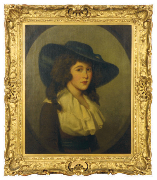 George Romney — Портрет леди, традиционно именуемой Милдред, графиней Дерби, в раскрашенном овале