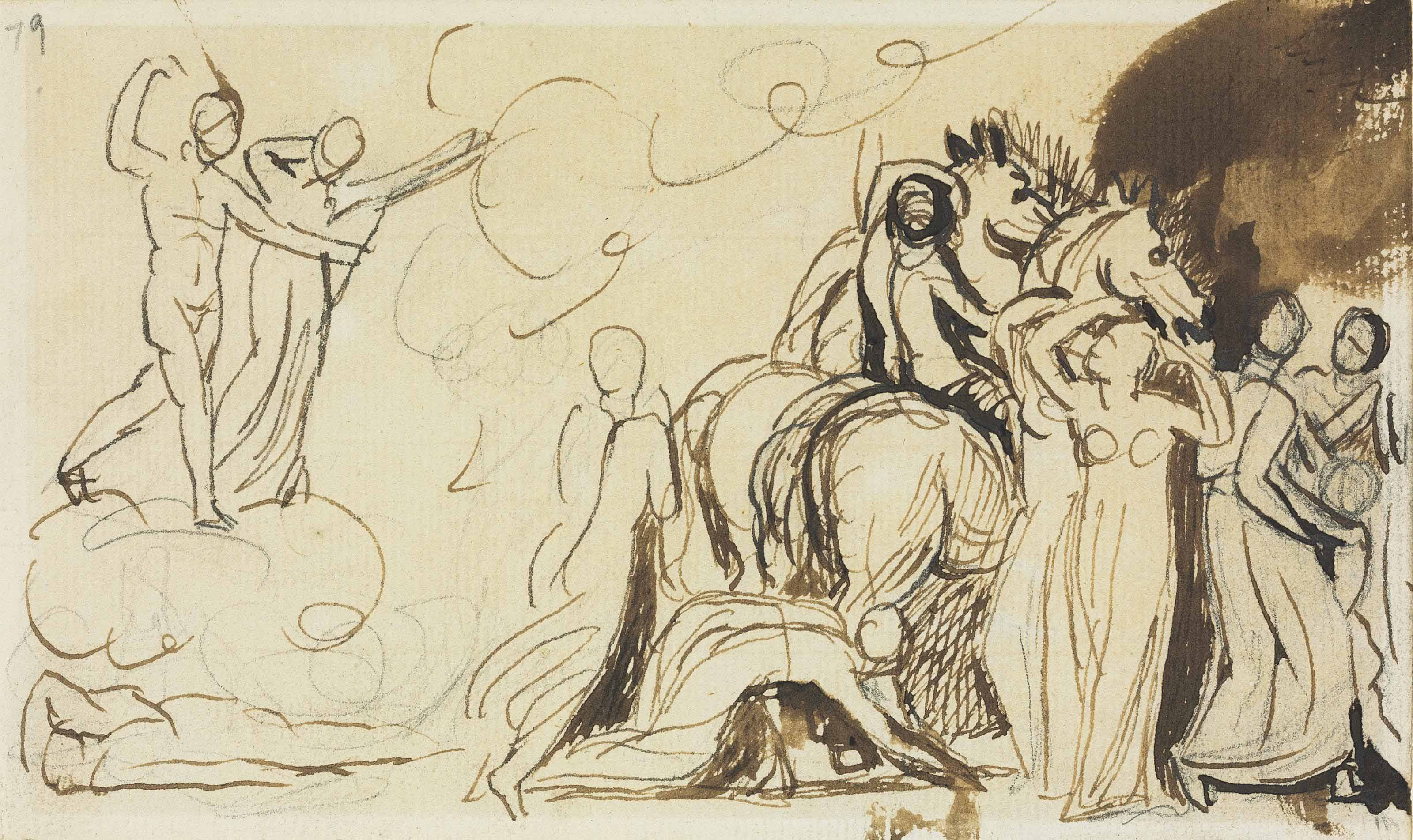George Romney — Исследование для "Уничтожения детей Ниобы"