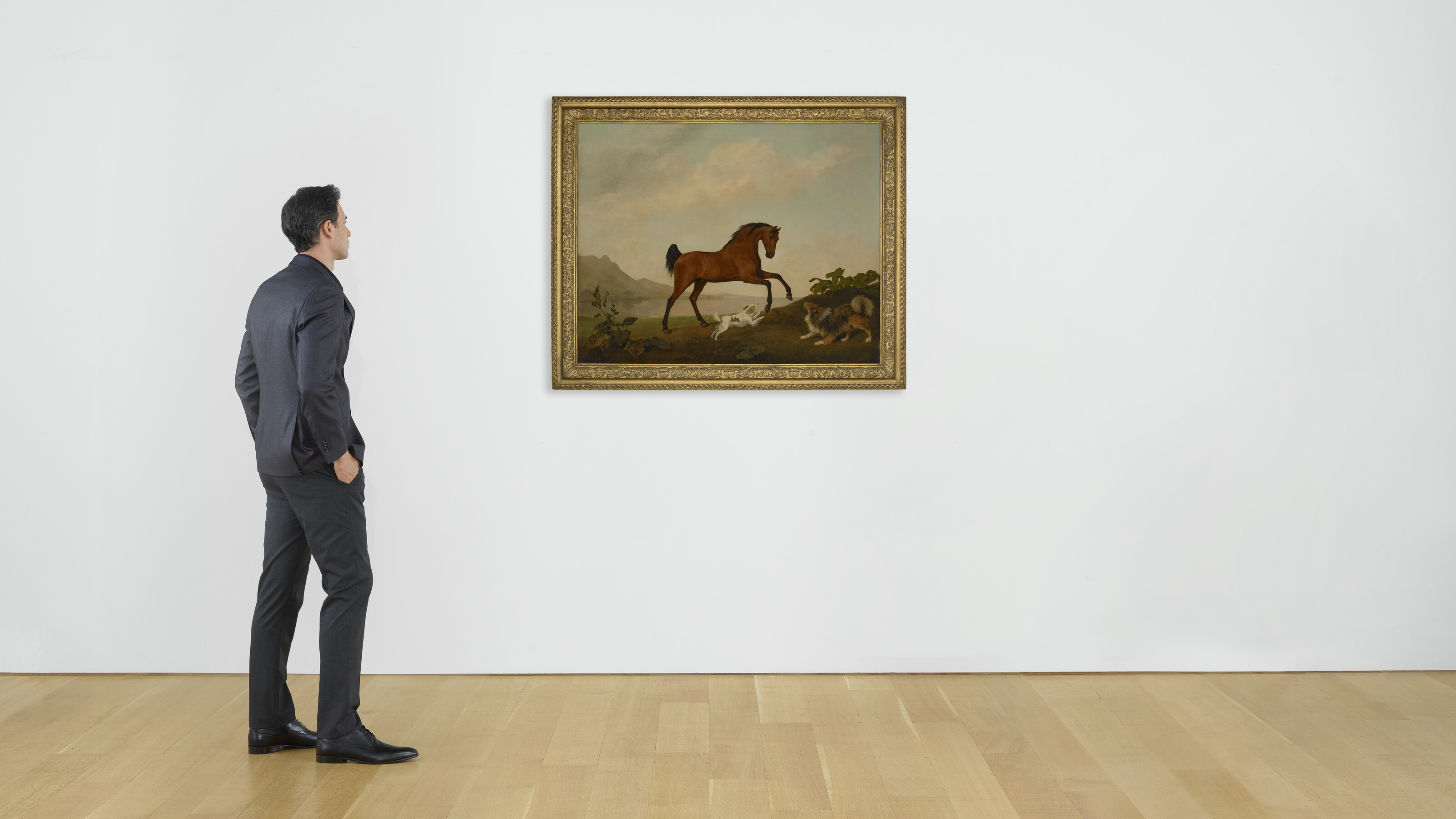 George Stubbs — Гарцующая лошадь с двумя собаками на фоне пейзажа, изображение 4