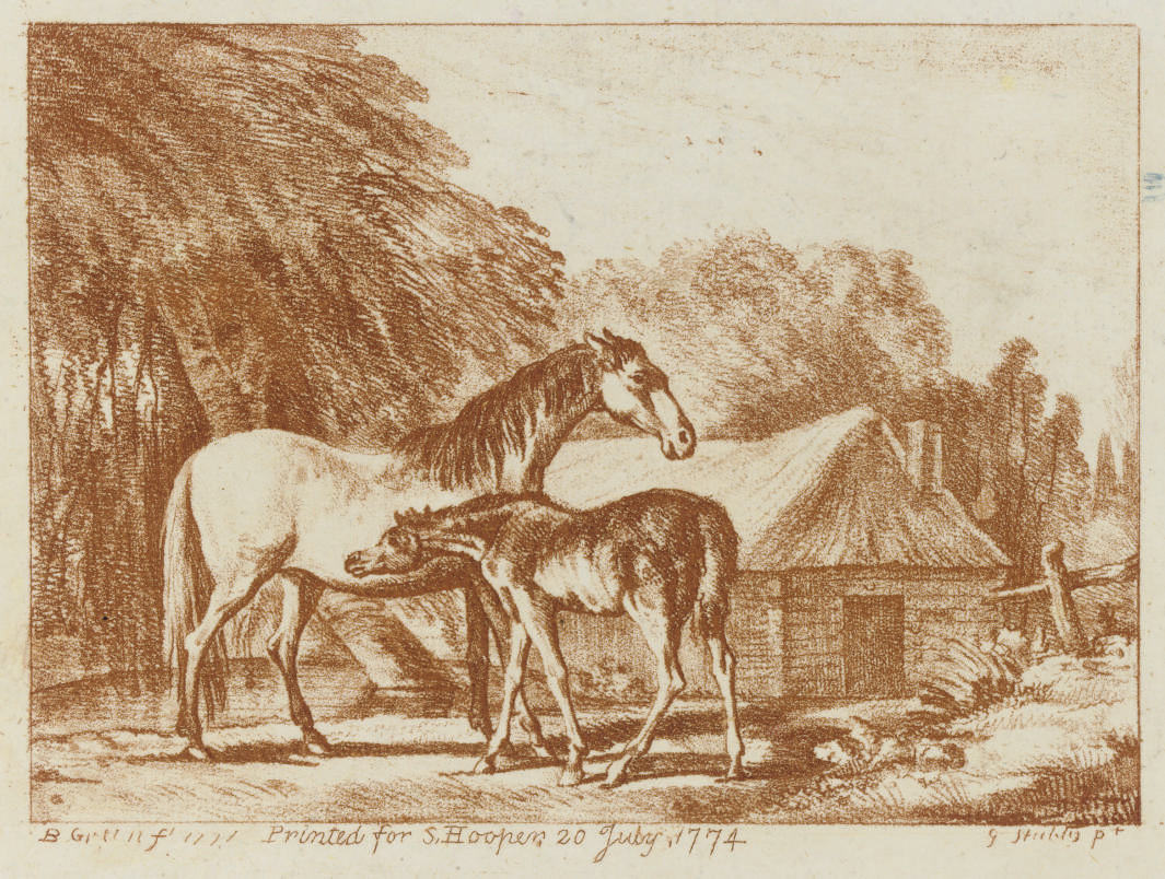 George Stubbs — Лев, пожирающий лошадь; Племенная кобыла и жеребенок с ивой и сараем, крытым соломой