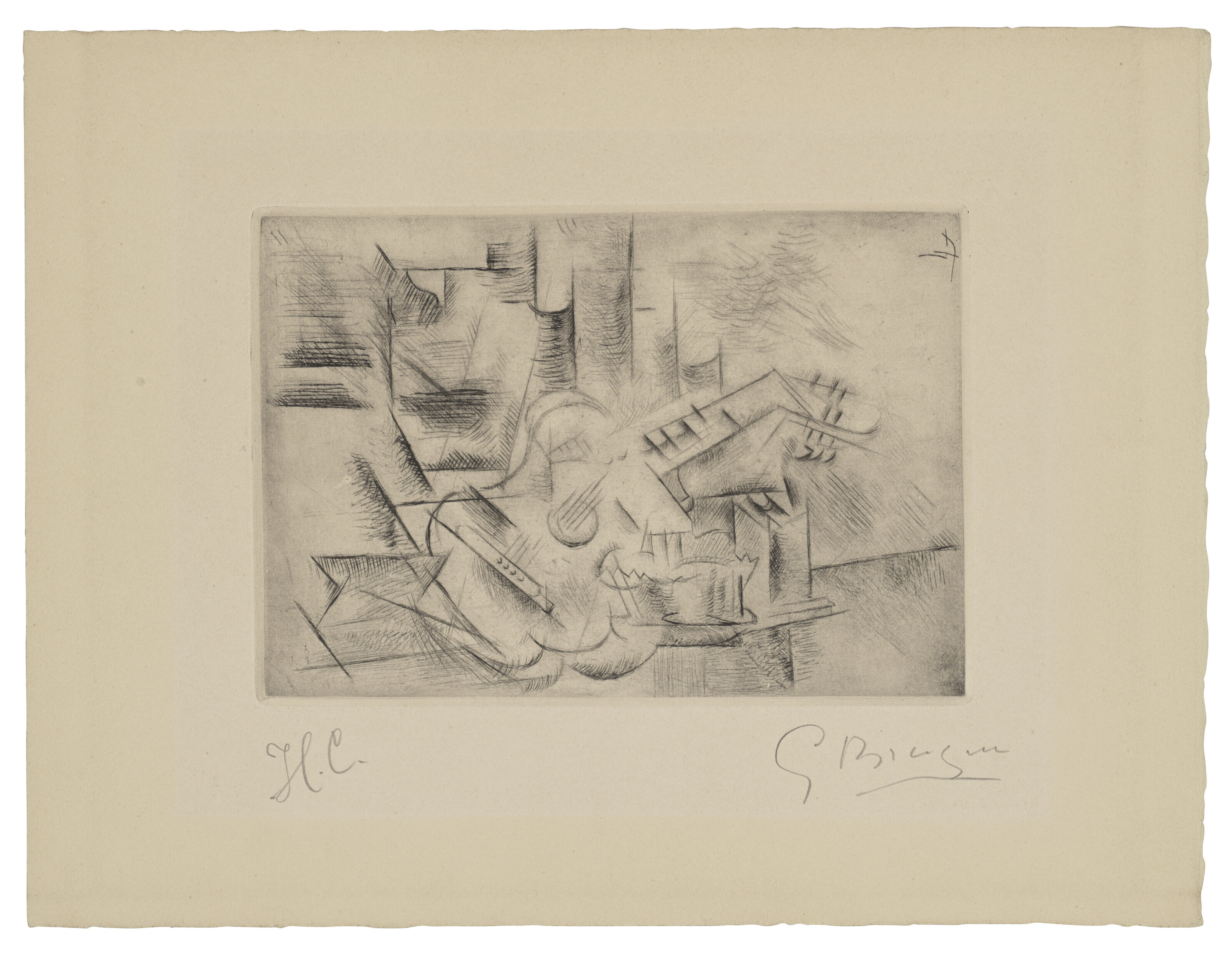 Georges Braque — Миниатюрная кубистическая гитара (гитара за одним столом)