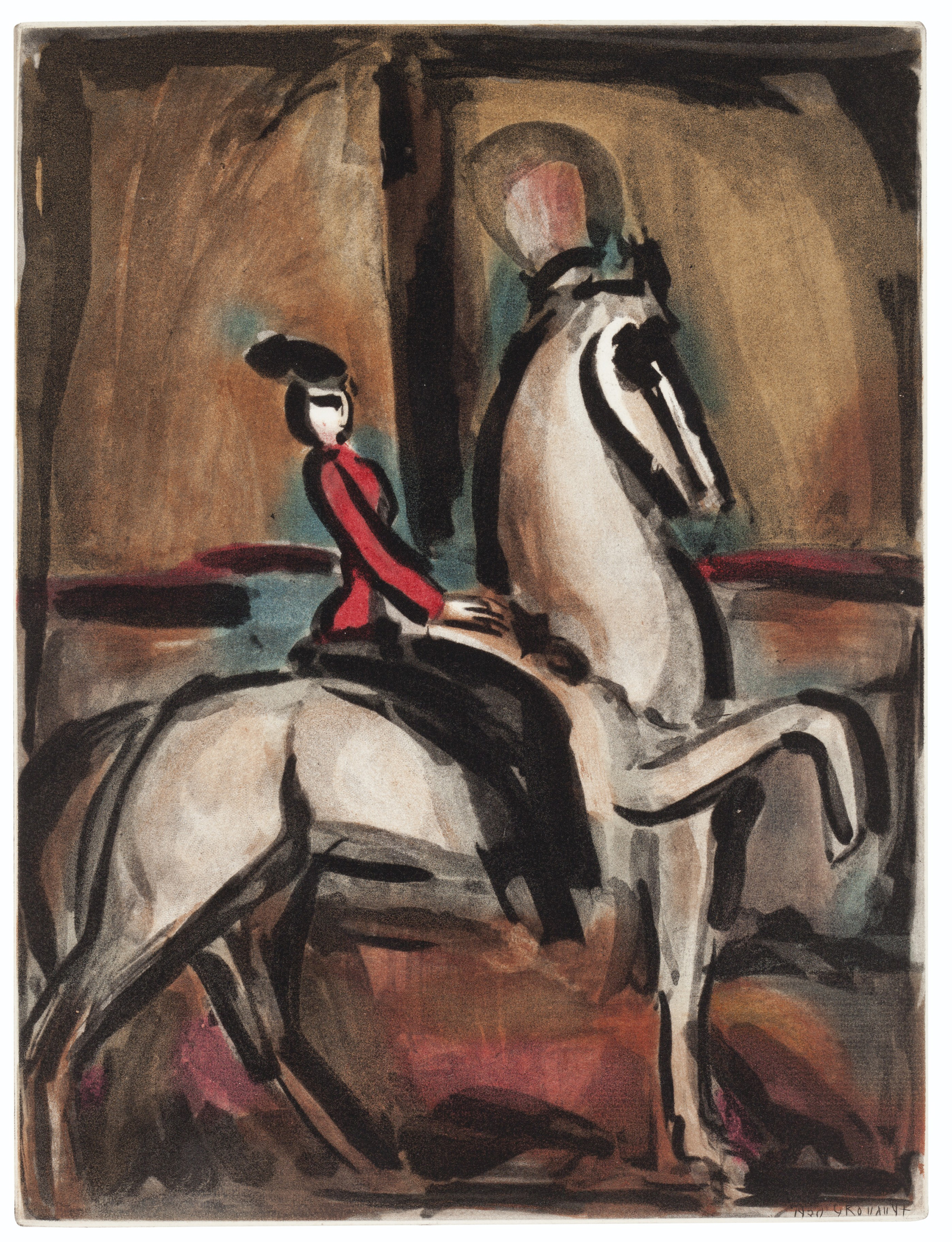 Georges Rouault — Клоун и дитя; вместе с L'Amazone; и старым клоуном; и жонглером из Cirque, изображение 4