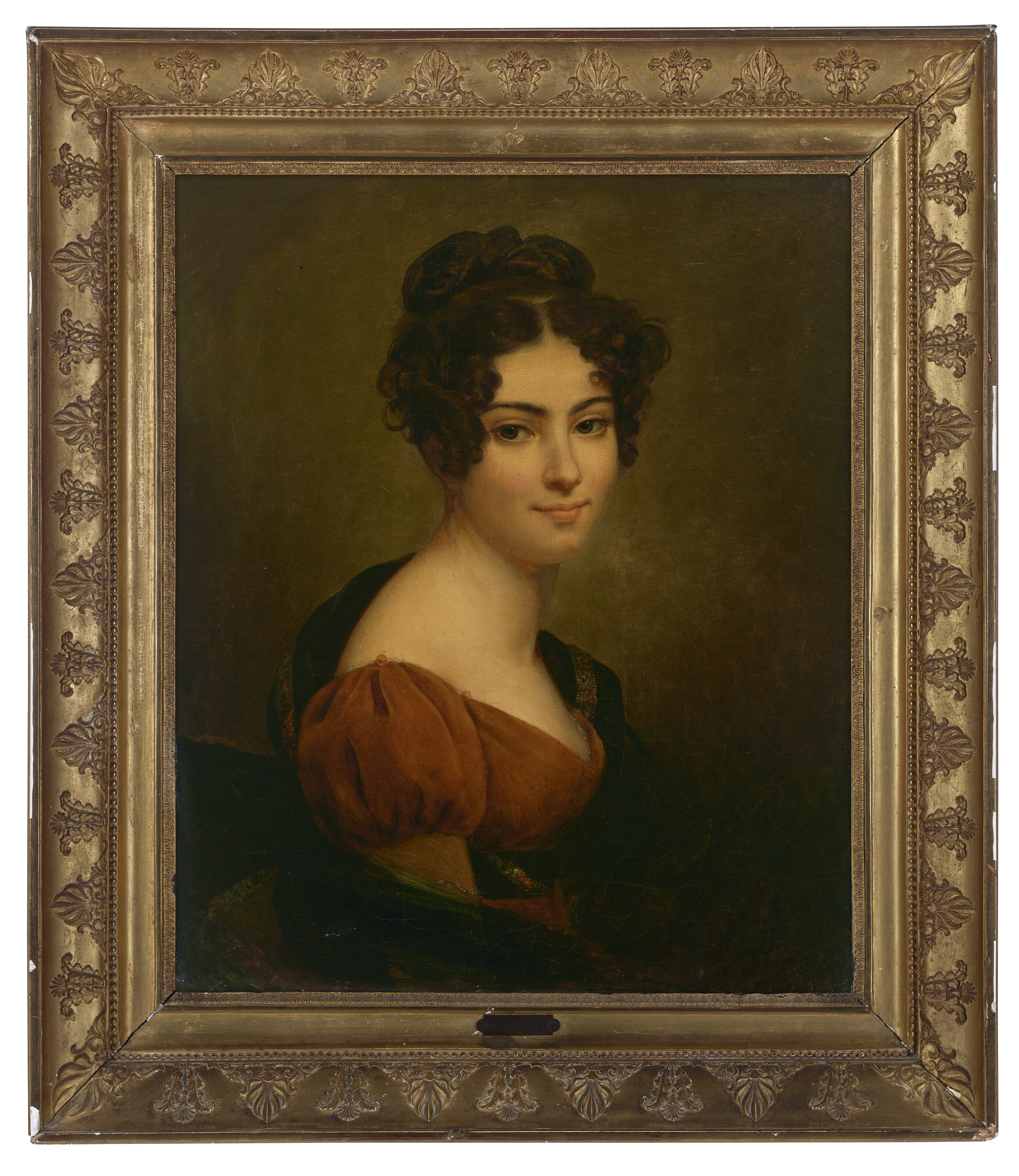 Gérard — Портрет графини Жюли Гюго, урожденной Монферье (1797-1865), длиной до груди, в коричневом платье с черной шалью, изображение 2