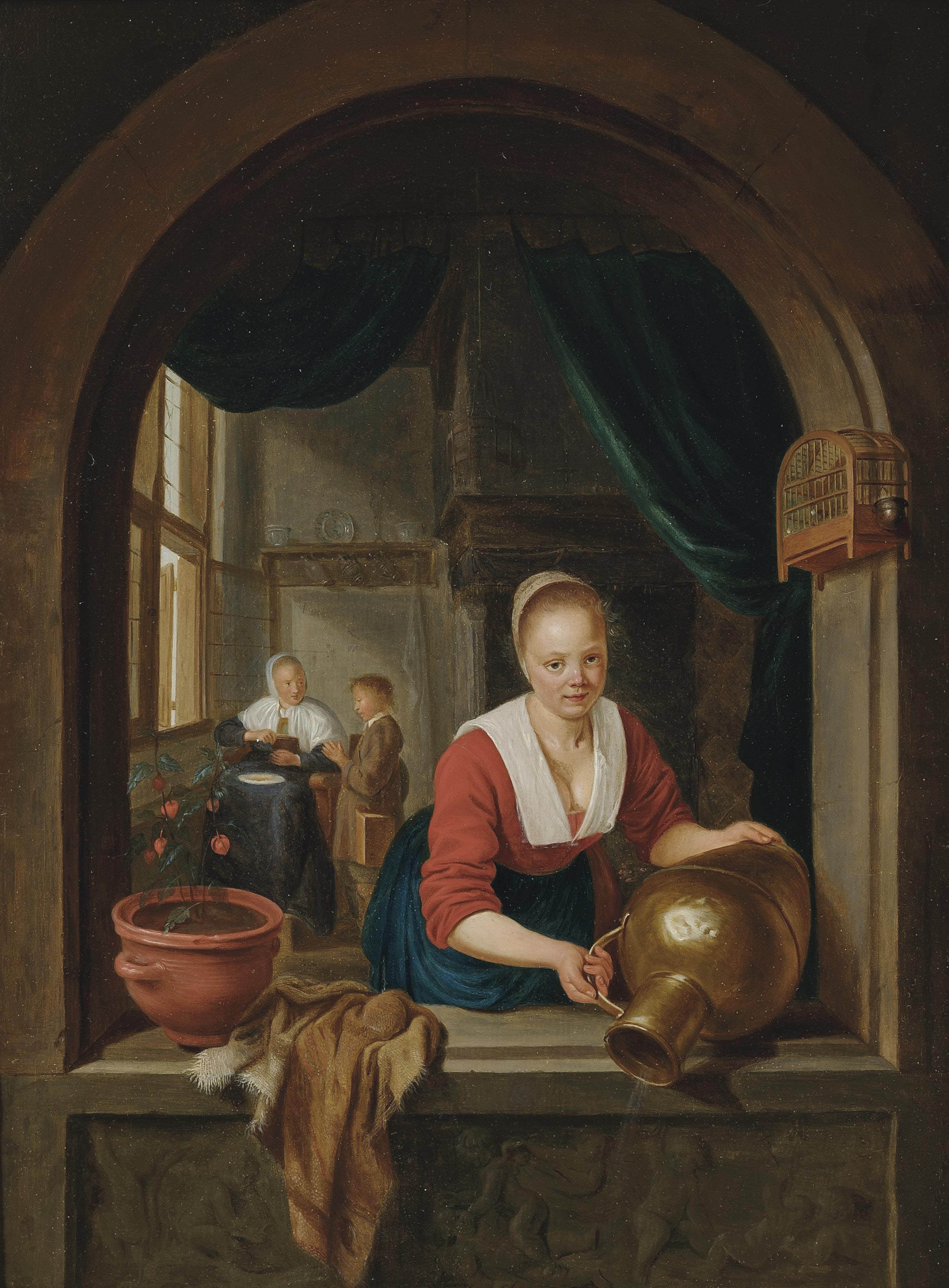 Gerrit Dou — Дама у окна