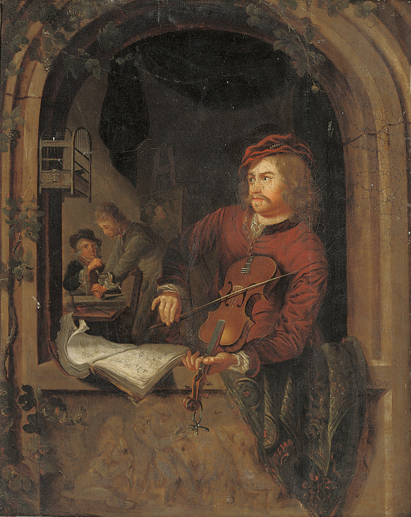 Gerrit Dou — Портрет скрипача на подоконнике