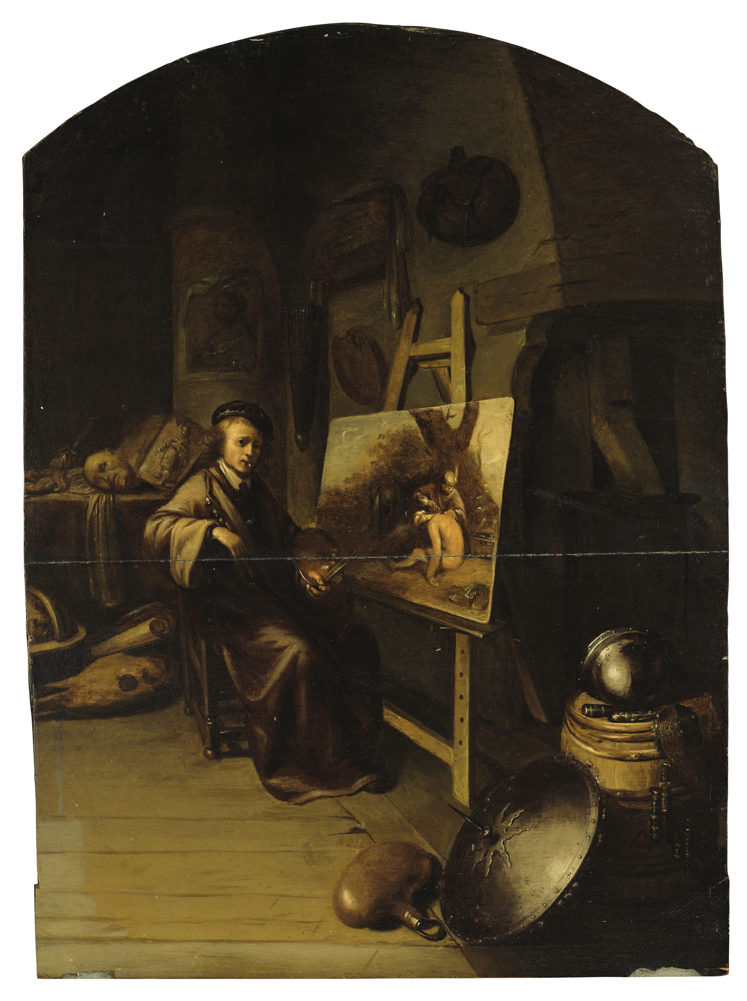 Gerrit Dou — Художник в своей мастерской, возможно, портрет художника